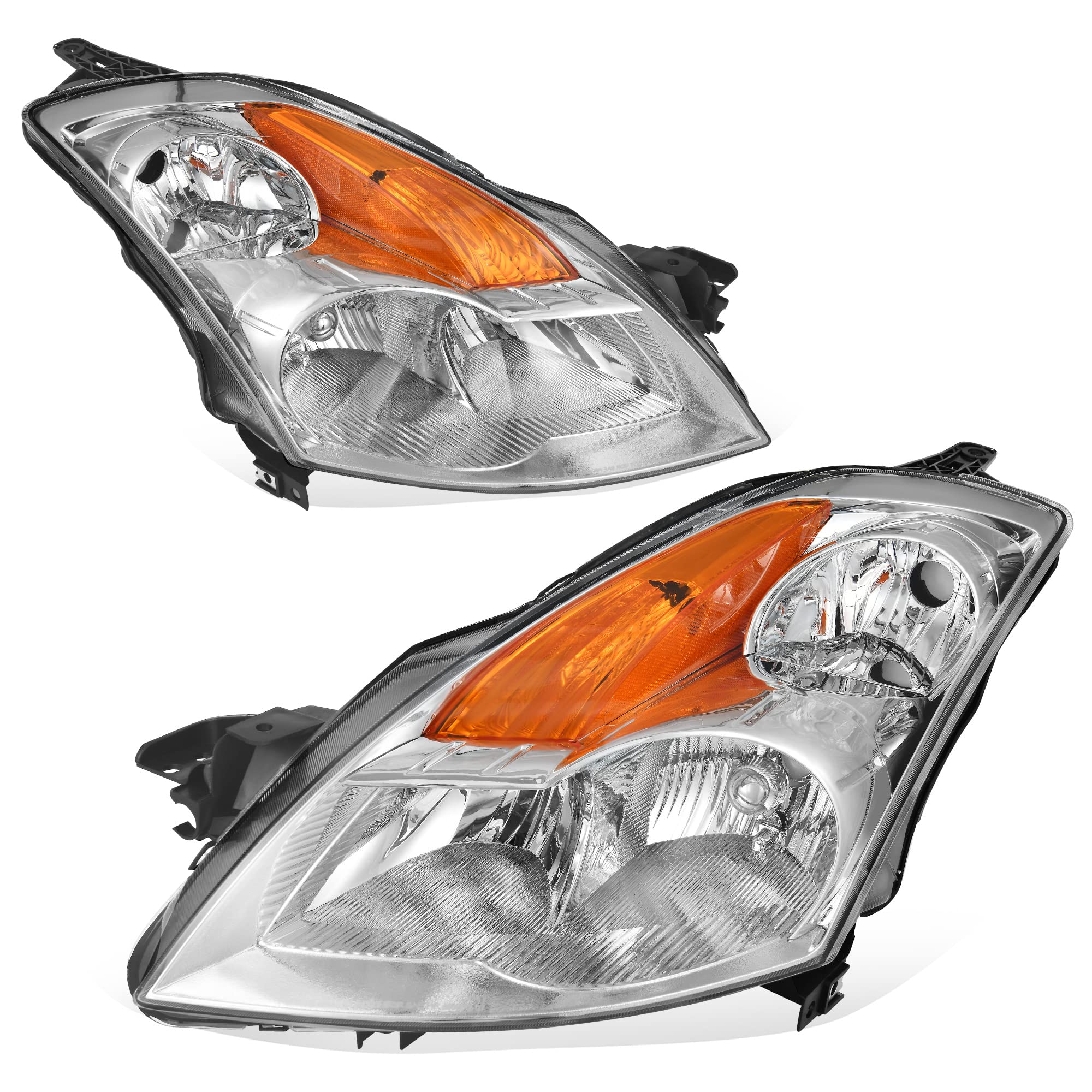 Autosaver88 Headlight Assembly Compatible With 07 08 09 Altima Sedan 4-Door 2007 2008 2009 Altima Chrome Housing With Amber Refl