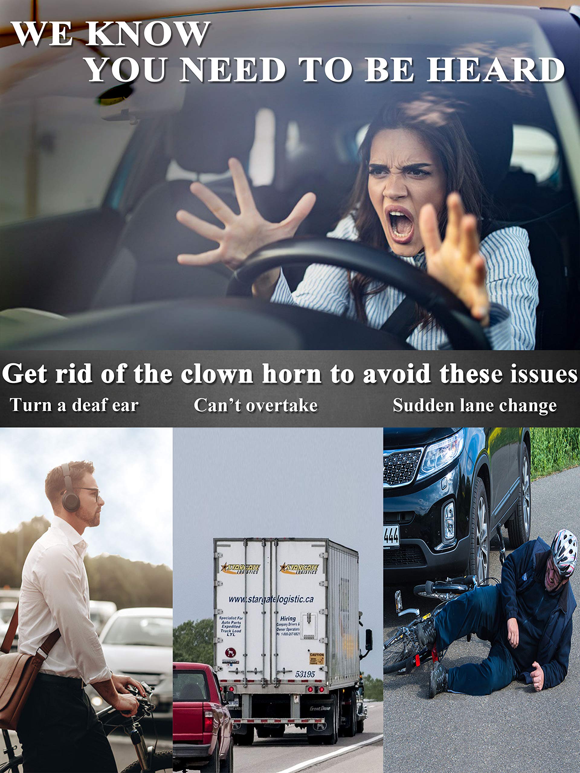 Syoauto Car Horn Truck Horn Waterproof High Low Tone Super Loud Electric Snail Horn Kit Replacement Horns