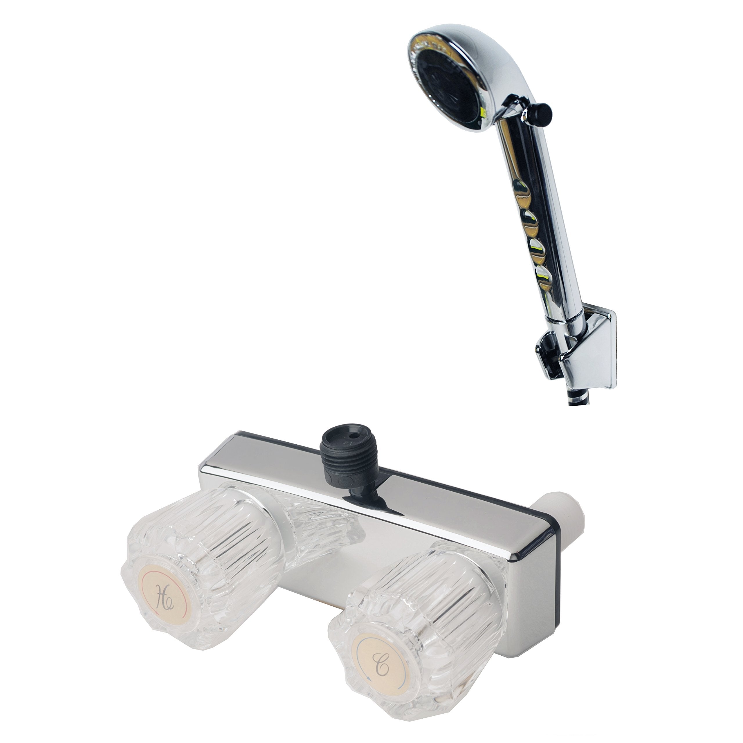 Laguna Brass 3220Acp/4120Cp Rv/Motorhome Two Handle Non-Metallic Diverter Valve With Matching Hand Shower Set, Chrome Finish