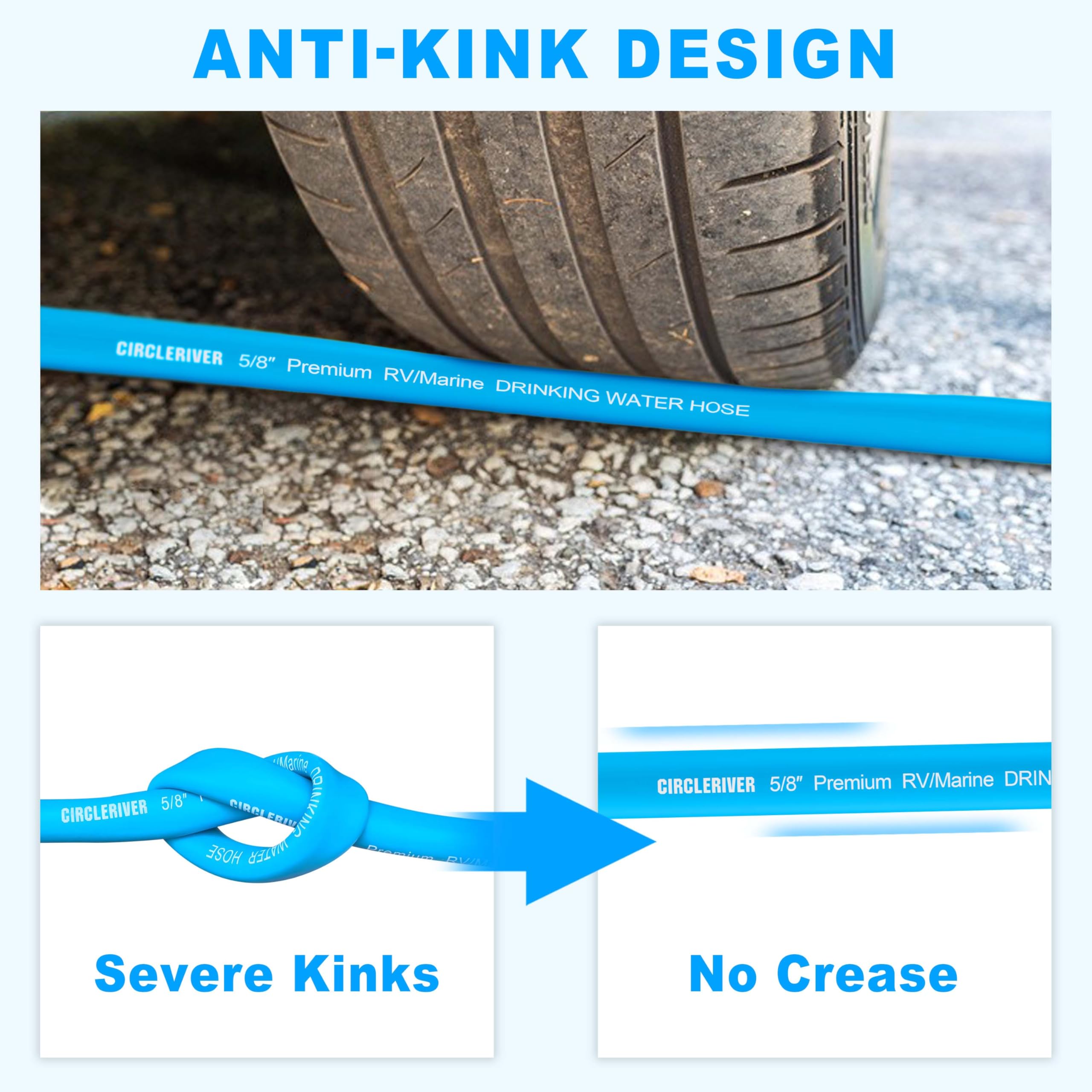 Circleriver Rv Water Hose 150Ft, 5/8'' Premium Rv Drinking Water Hose For Rv, Camping, Marine, Trailer And Truck, Bpa Free, Anti