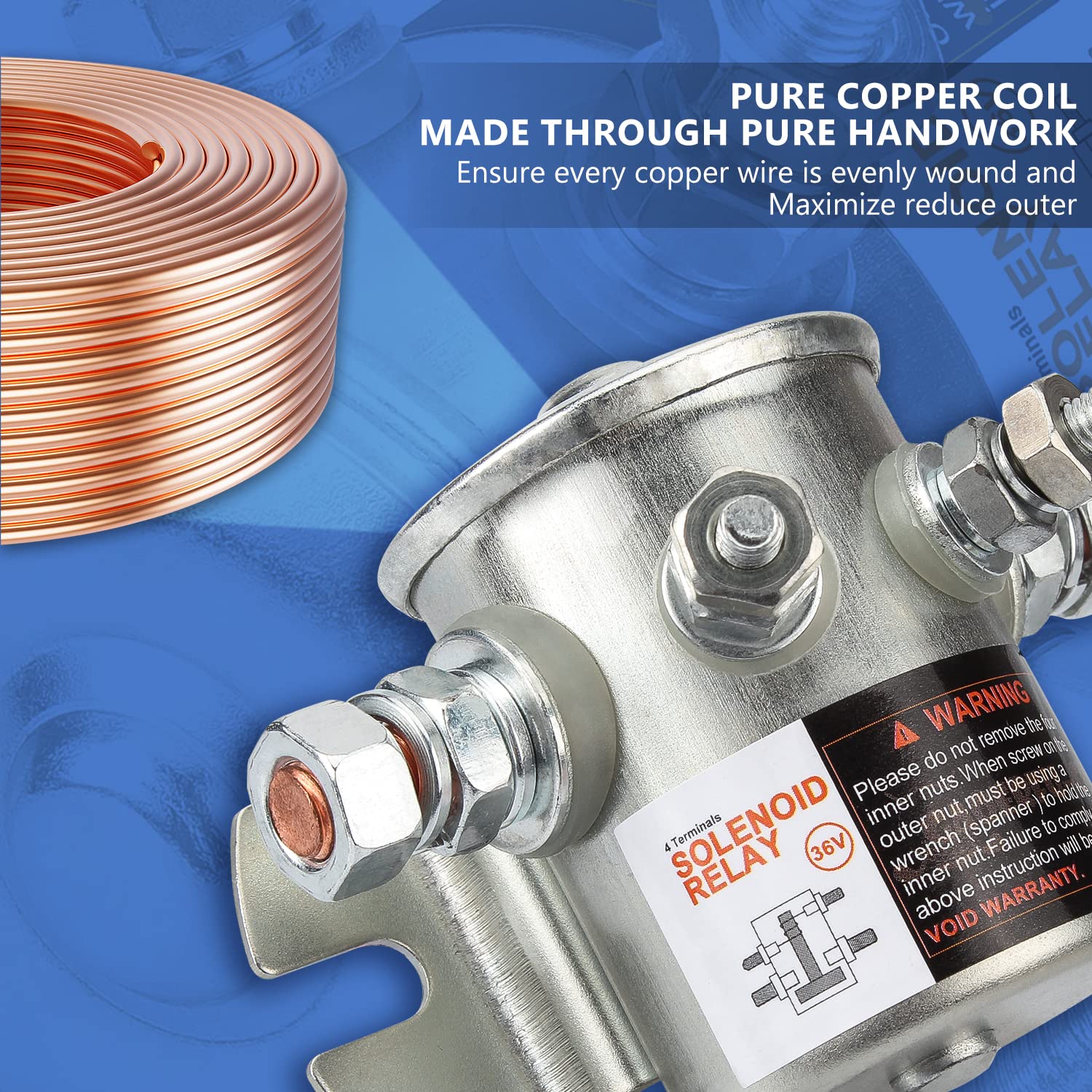 Gaoerfu-Cp Ezgo Solenoid 36V, #70 Series Continuous Duty Solenoid Relay For Ezgo Txt/Marathon 1980-2010 Electric Golf Cart, Oem# 27855G01, 11761G1, 27855G02, 31680G1, 3016