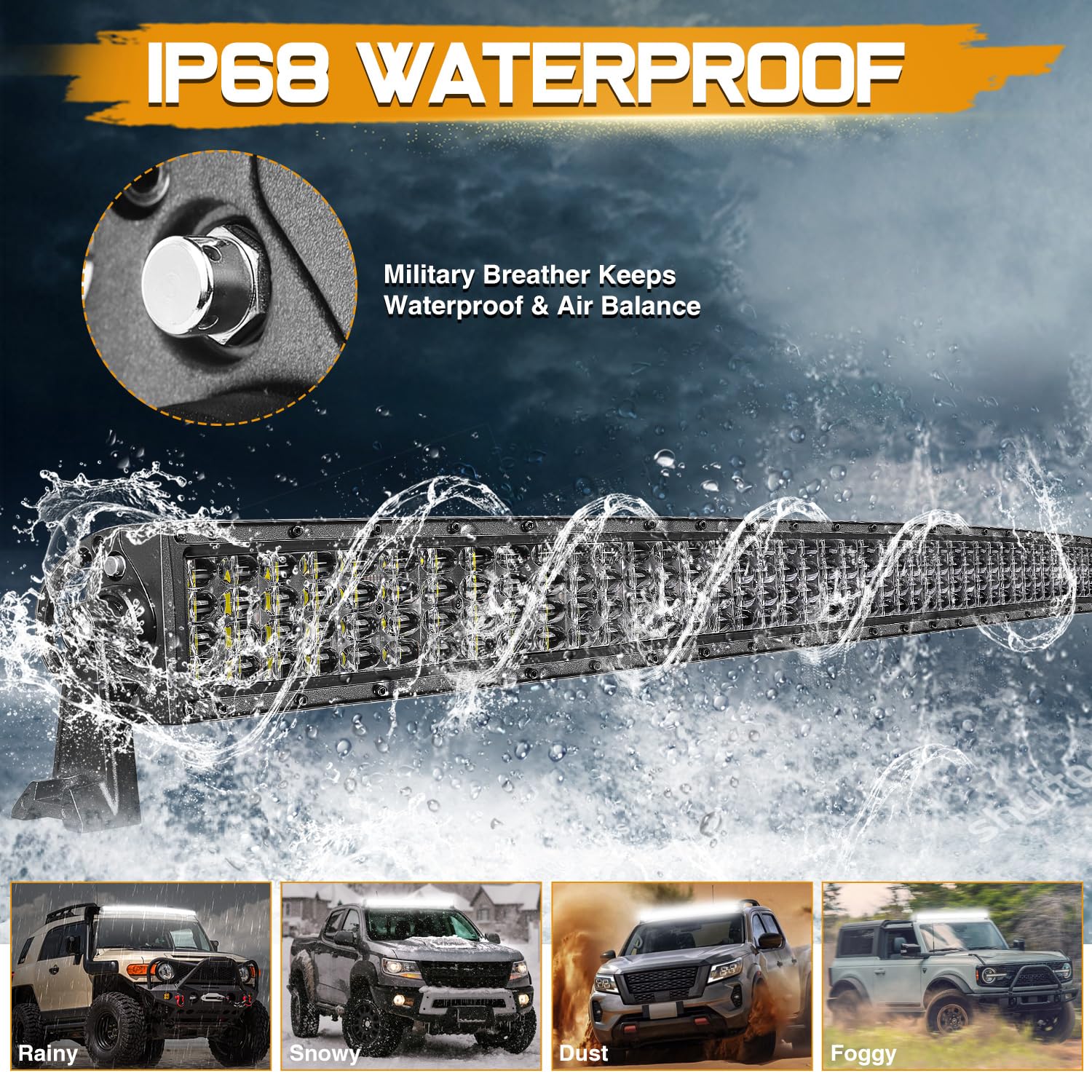 50 Inch Curved Led Light Bar, Niking Auto Quad Row Led Work Light With 12V Wiring Harness Spot Flood Combo Beam Off Road Led Driving Fog Light Roof Light For Trucks Suv Pickup Wrangler Jk Jl 4Wd