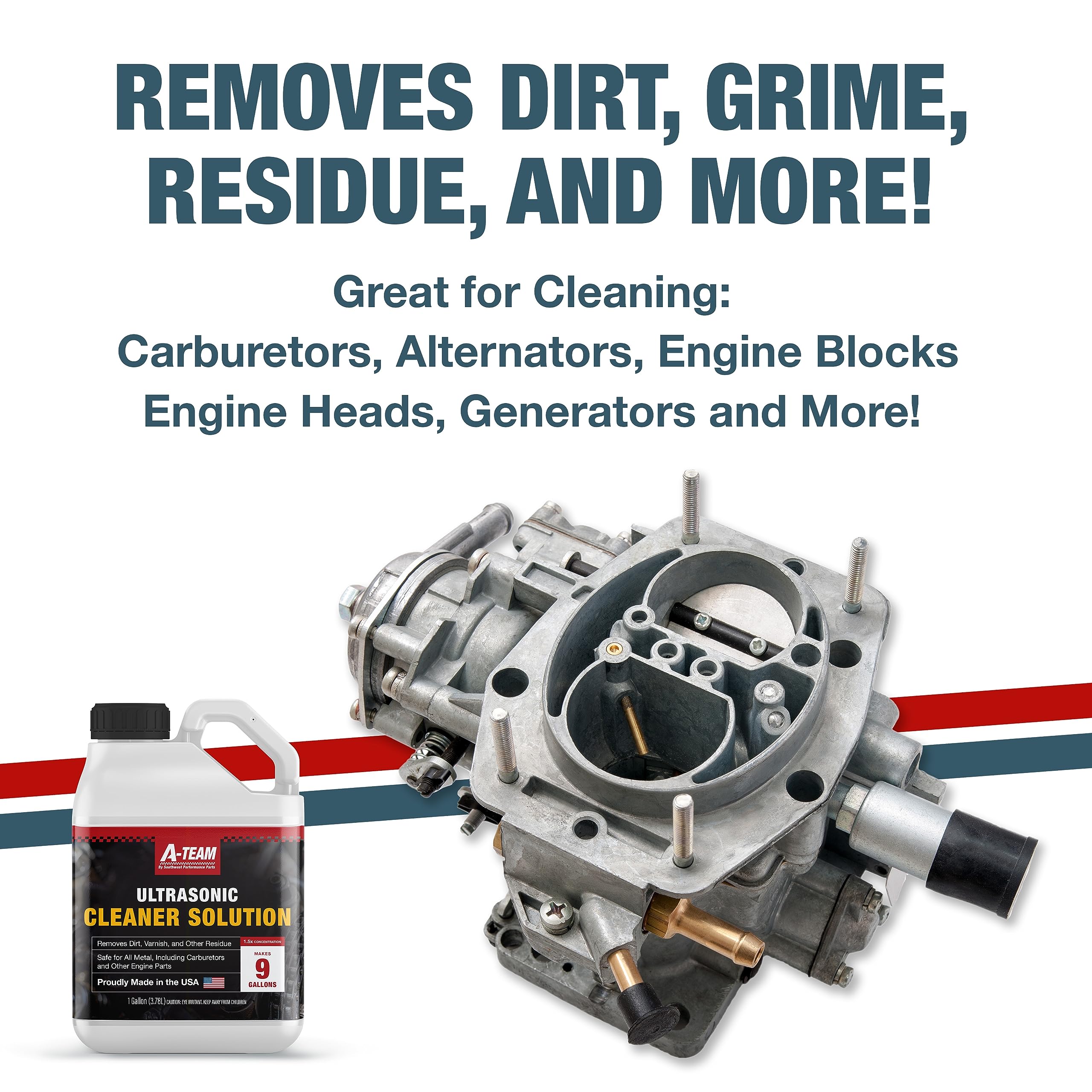 A-Team Ultrasonic Carburetor Cleaning Solution - Great for Carburetors and Engine Parts - Compatible with Most Cleaning Machines