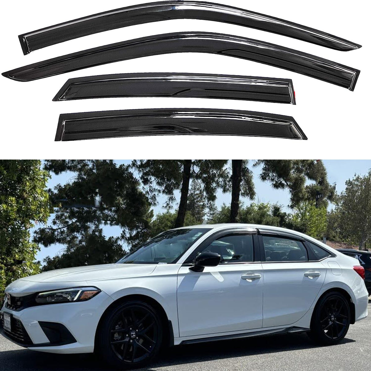 TONOYTIM Window Visors Rain Guards Side Wind Deflectors Compatible with Honda Civic Sedan 2022 2023 2024, Window Vent Deflector 