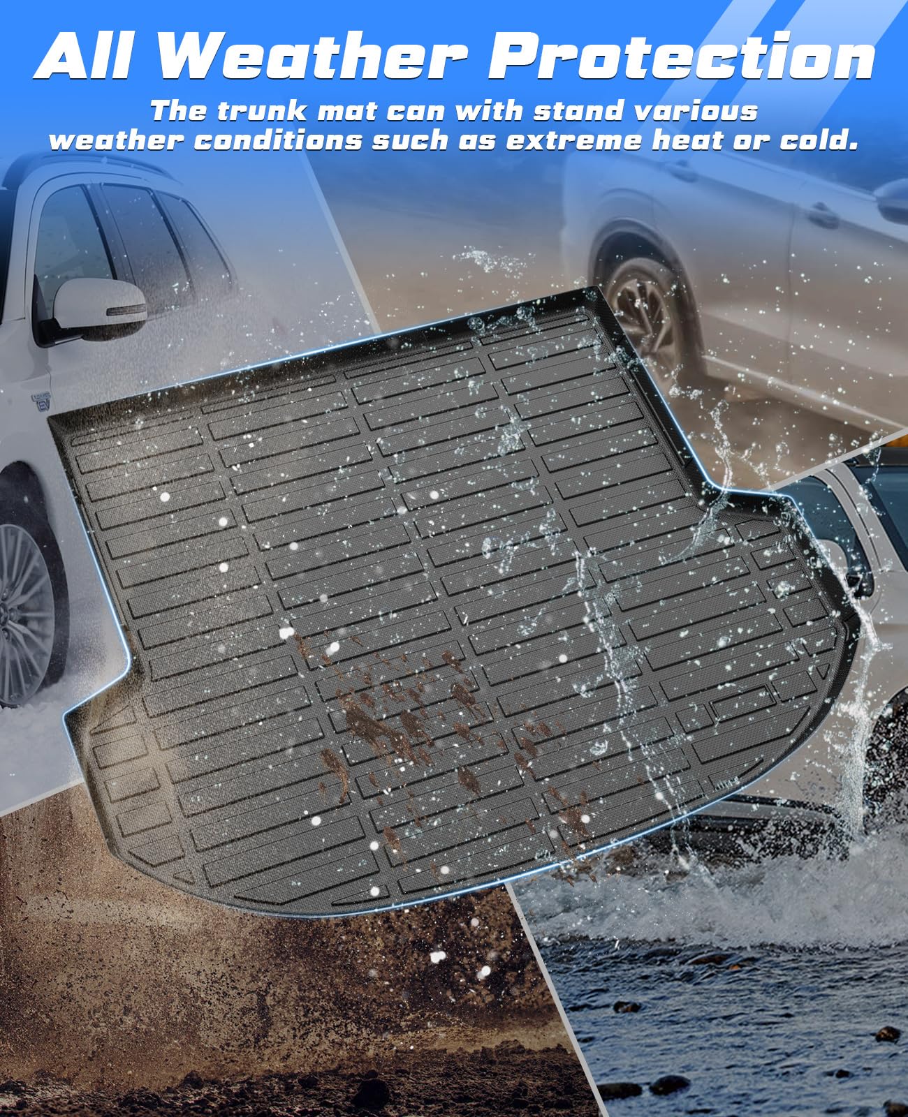 Sunsdrew Cargo Liner for Hyundai Santa Fe 2021 2022 2023 Santa Fe Hybrid/Santa Fe Plug-in Hybrid 2022 2023 Accessories All Weath