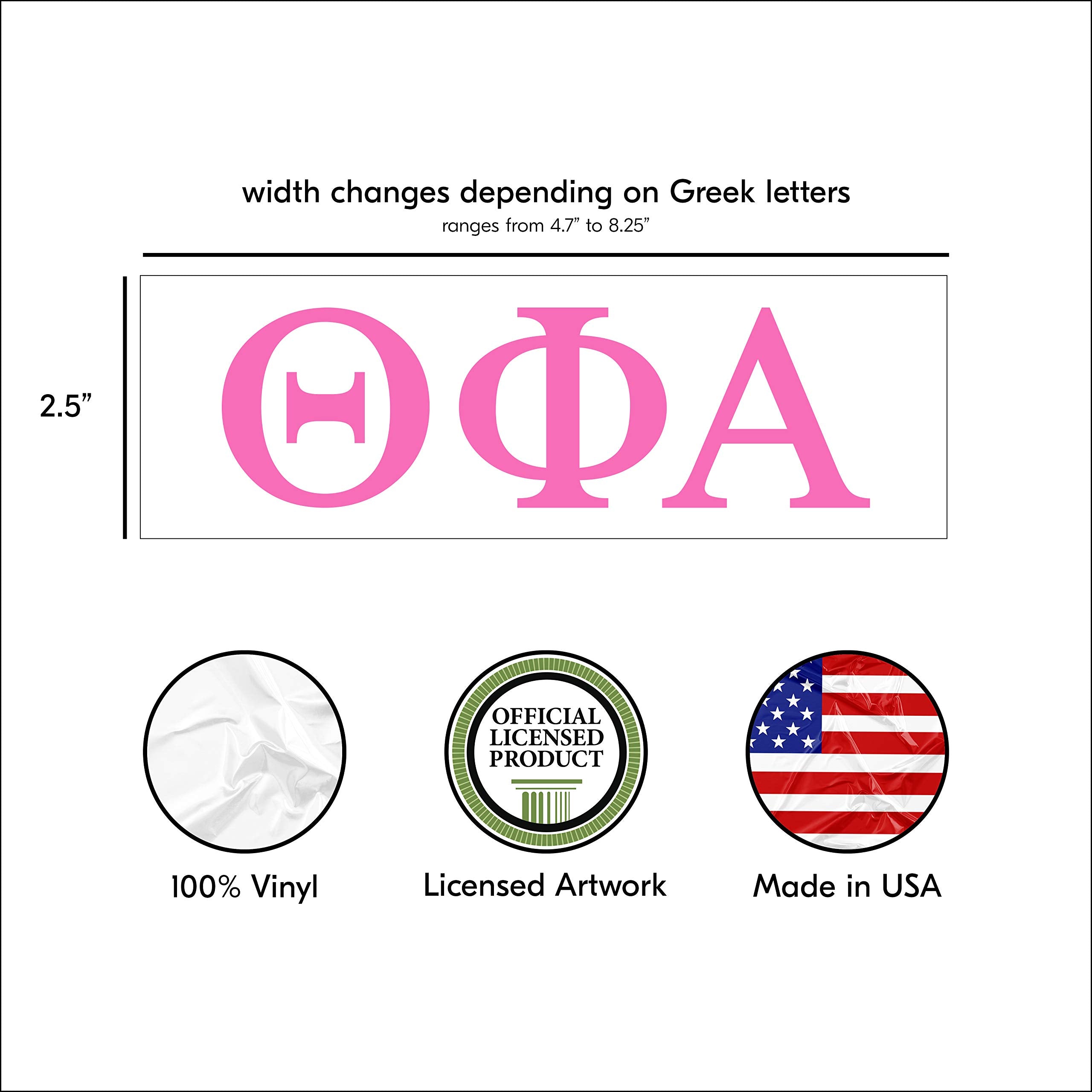 Pro-Graphx Theta Phi Alpha Greek Sorority Sticker Decal, 2.5 Inches Tall, Pink