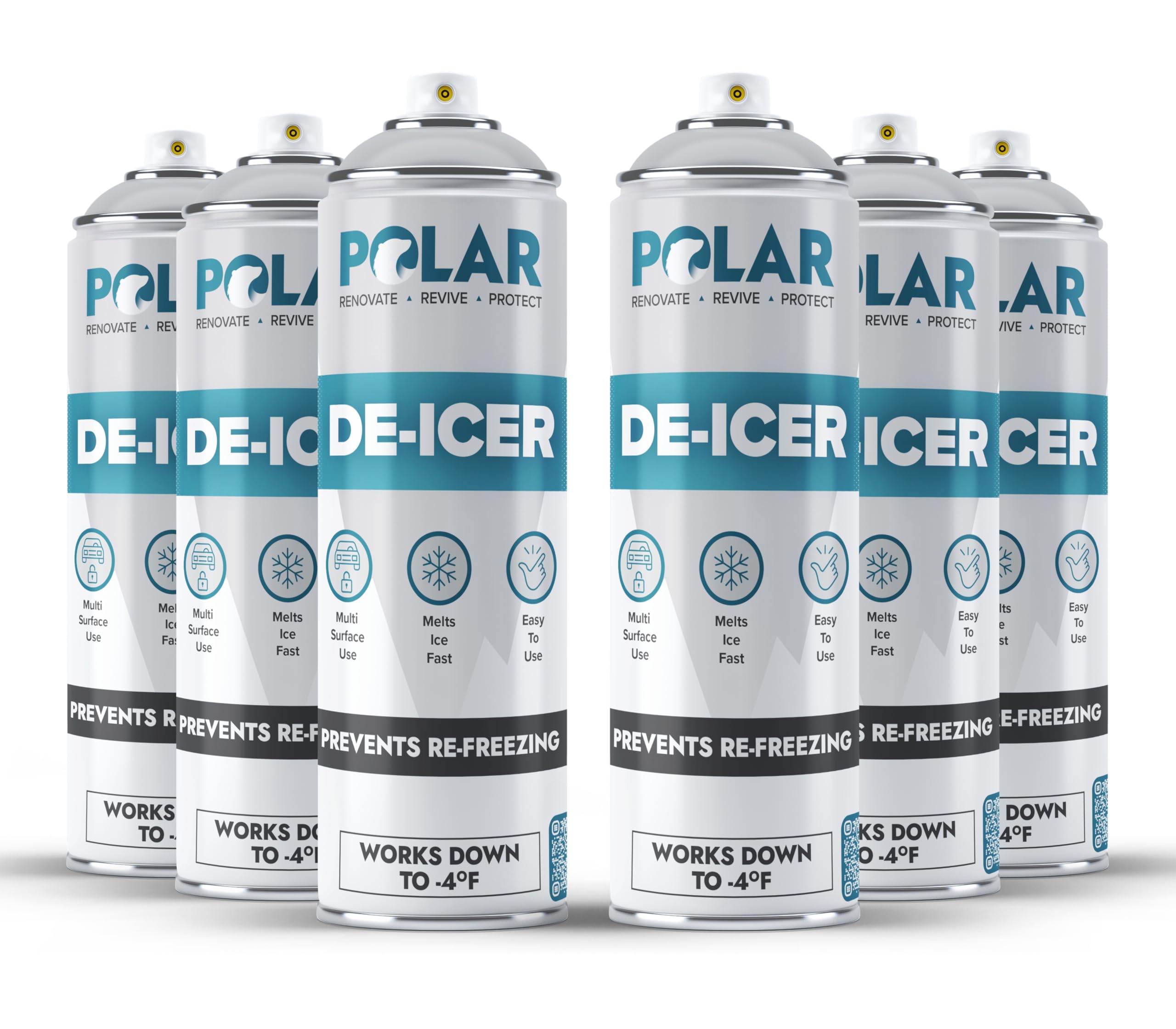 Polar De-Icer Spray For Car Windshield - 6 X 17 Oz | Fast-Acting & Stops Re-Freezing | Instantly Melts Ice And Frost At -4F | Sp