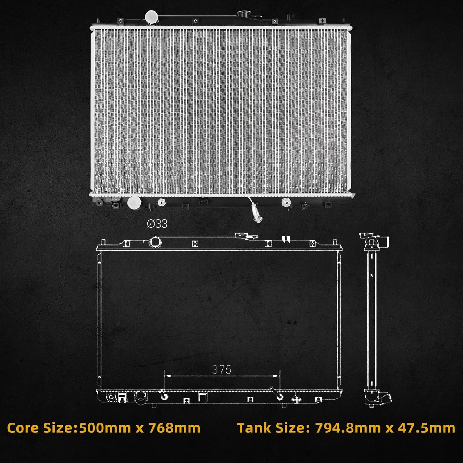 Dwvo Radiator Complete Radiator Compatible With 2003-2006 Acura Mdx 2005 Pilot 3.5L V6 Aluminum Radiator