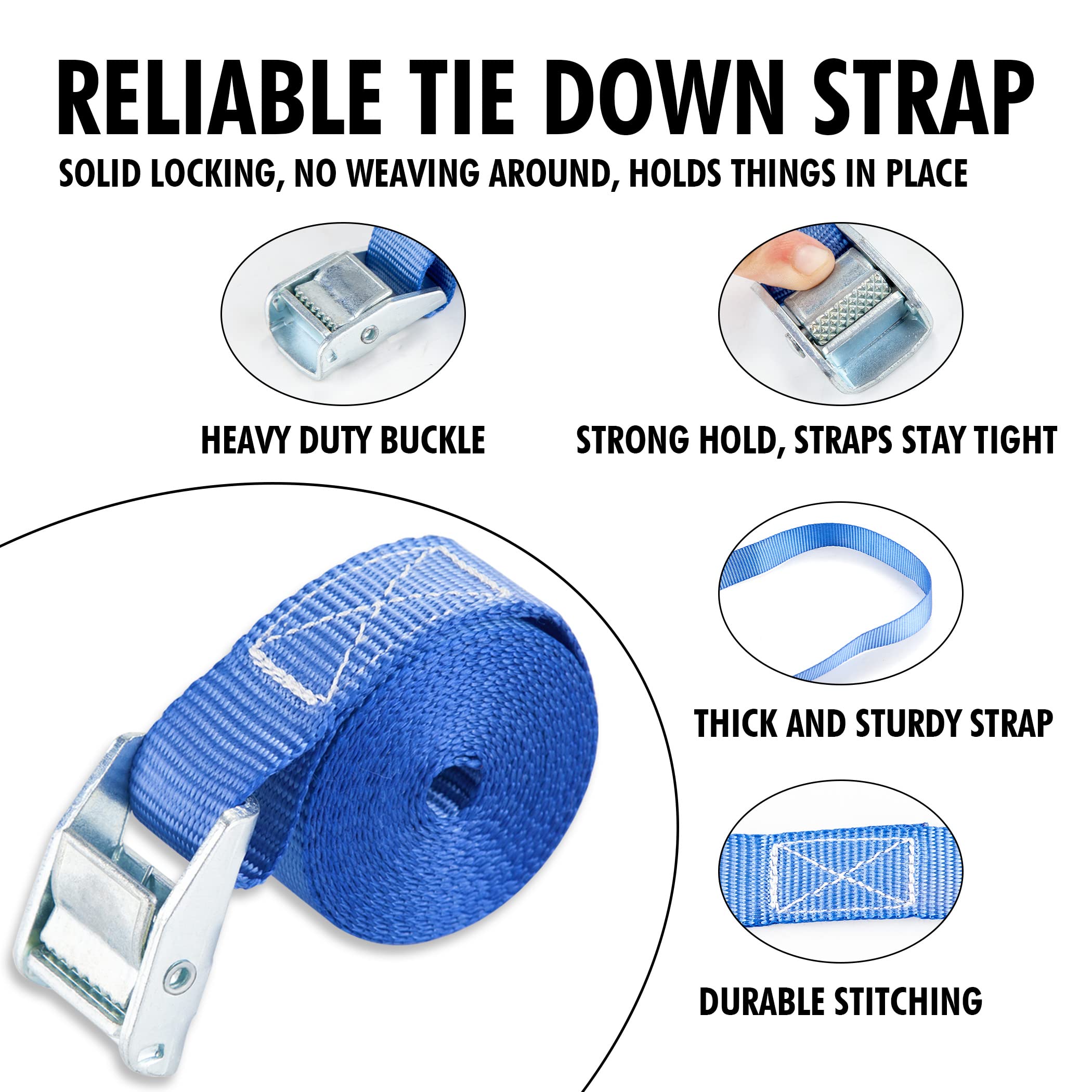 Cartman 1' X 12' Lashing Straps Up To 600Lbs,4Pk Blue