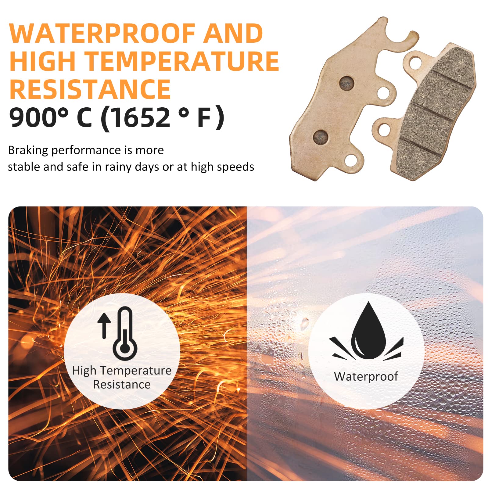 Front Rear Brake Pads Sintered For Yamaha Yfz450 Yfz450R Yfz450X Raptor 700 700R, Oem# 5Tg-W0045-20-00 5Tg-W0045-30-00 5Tg-W0046-10-00