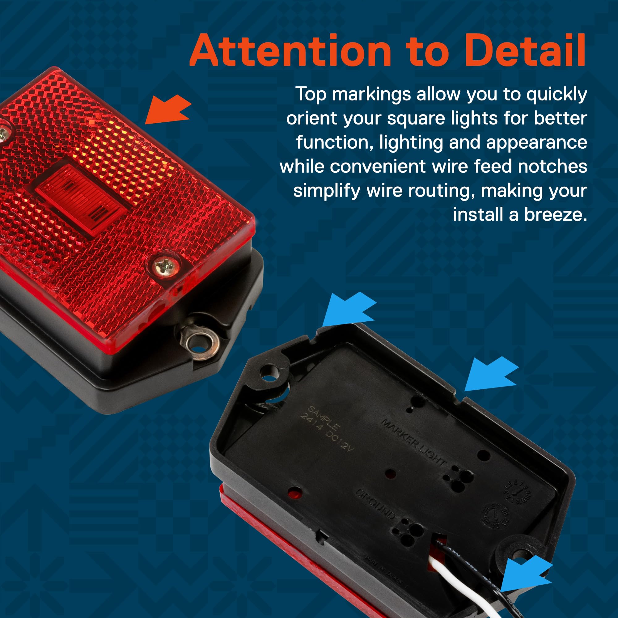 True Mods 2X3 3X2 Inch Red Led Surface Mount Side Marker Light [Dot Fmvss-108] [Sae Ap2] [Ip67 Waterproof] [Integrated Reflector