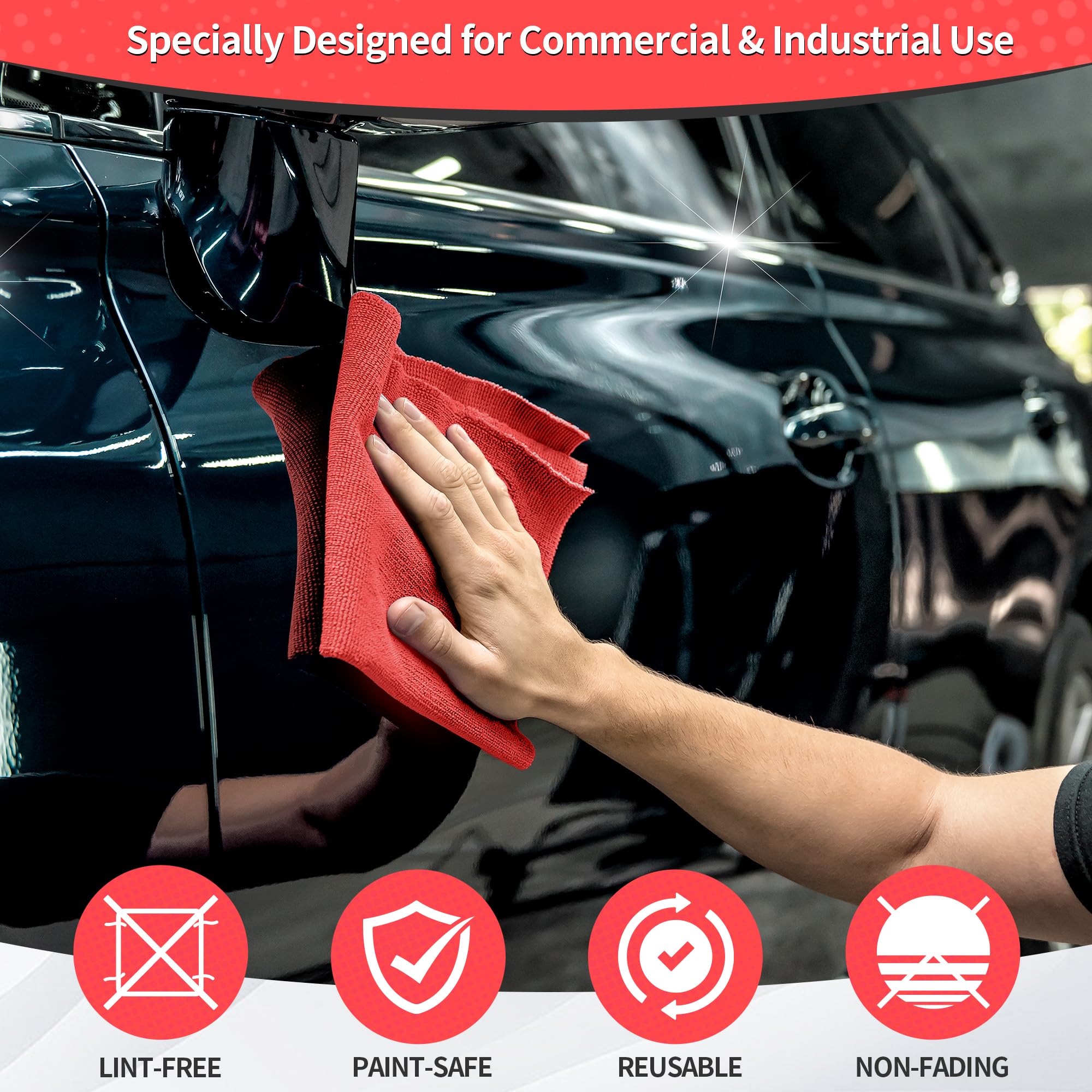 Homerhyme Shop Towels Rags, 100 Pack Microfiber Cleaning Cloth Bulk Absorbent Detailing Rags, Lint-Free Microfiber Towels For Ca