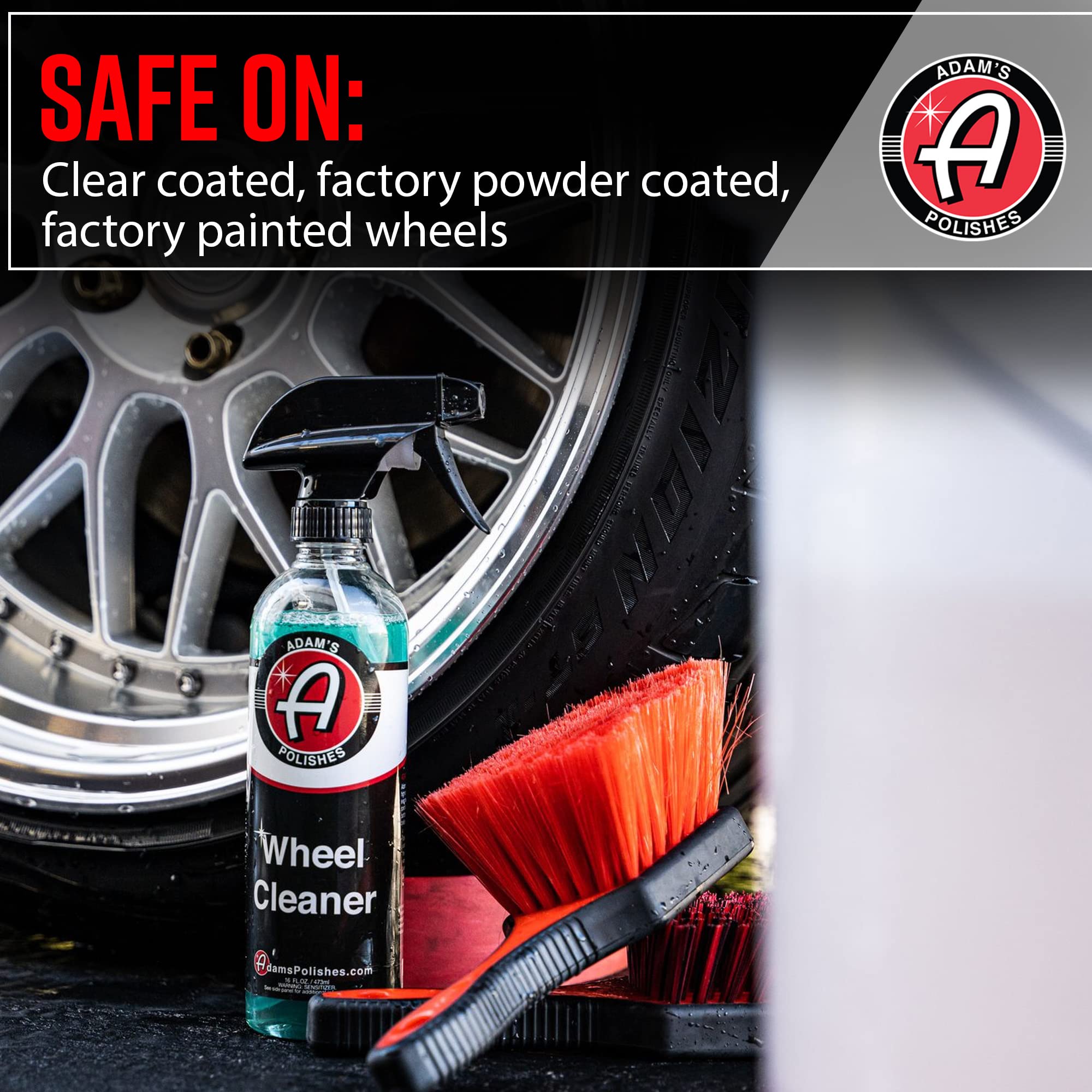 Adam'S Polishes Wheel Cleaner 16Oz - Tough Wheel Cleaning Spray For Car Wash Detailing | Rim Cleaner & Brake Dust Remover | Safe On Chrome Clear Coated & Plasti Dipped Wheels | Use W/Wheel Brush