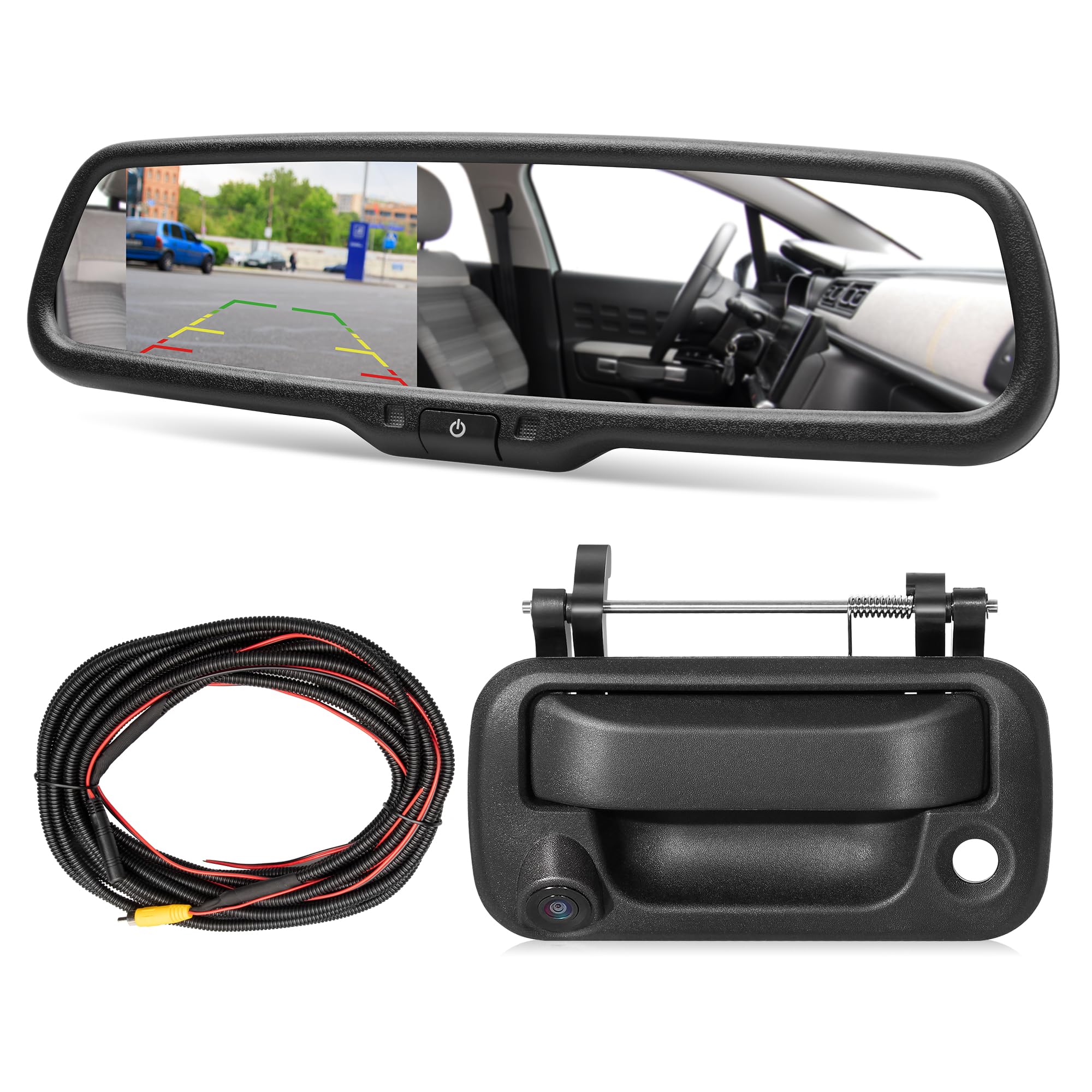 Red Wolf Tailgate Backup Camera + 7'' Rear View Mirror Screen Monitor Fit For Ford 2004-2014 F150/ 2009-2016 F250/F350 Pickup Tr