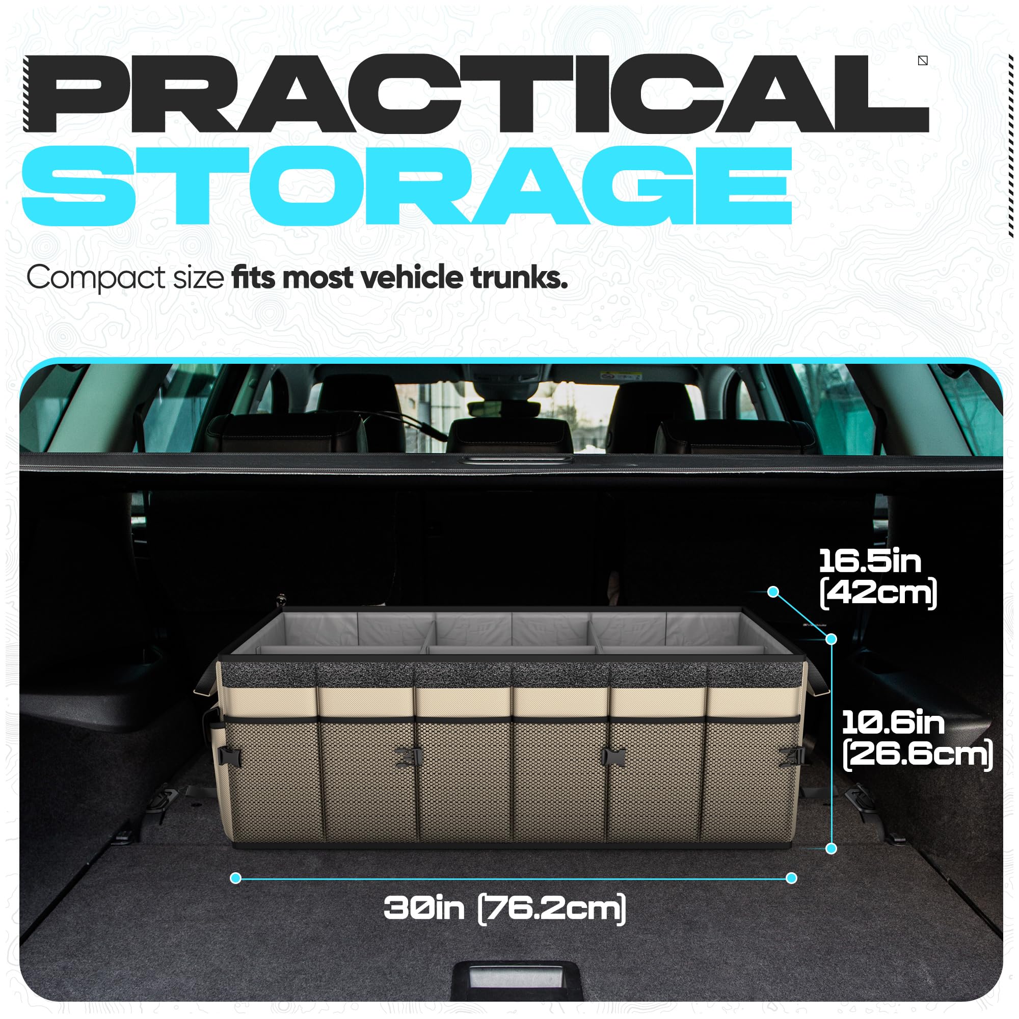 Fortem Car Trunk Organizer With Cooler, Collapsible Multi Compartment Suv Organizer, Foldable Storage For Car Accessories For Wo