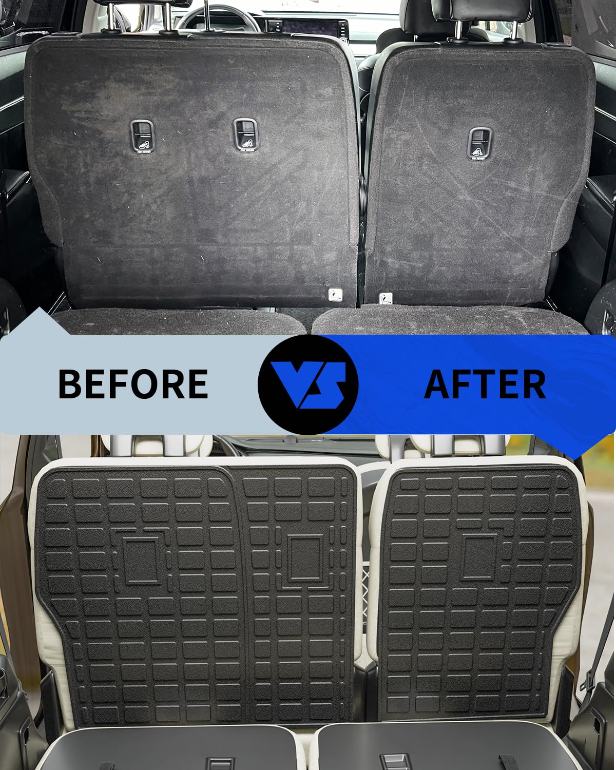 Rongtaod Back Seat Protector for 2021-2025 Kia Sorento, TPE All Weather Kick Mat & Trunk Mat, 2nd Row Backrest Cover