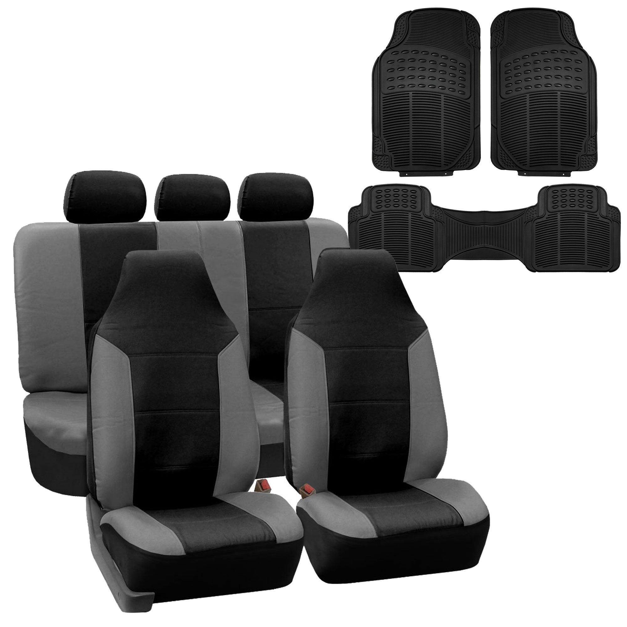 FH Group Car Seat Covers Full Set Royal Seat Cover-Universal Fit Gray, Automotive Seat Covers, 1-Piece Front Seat Covers, Airbag