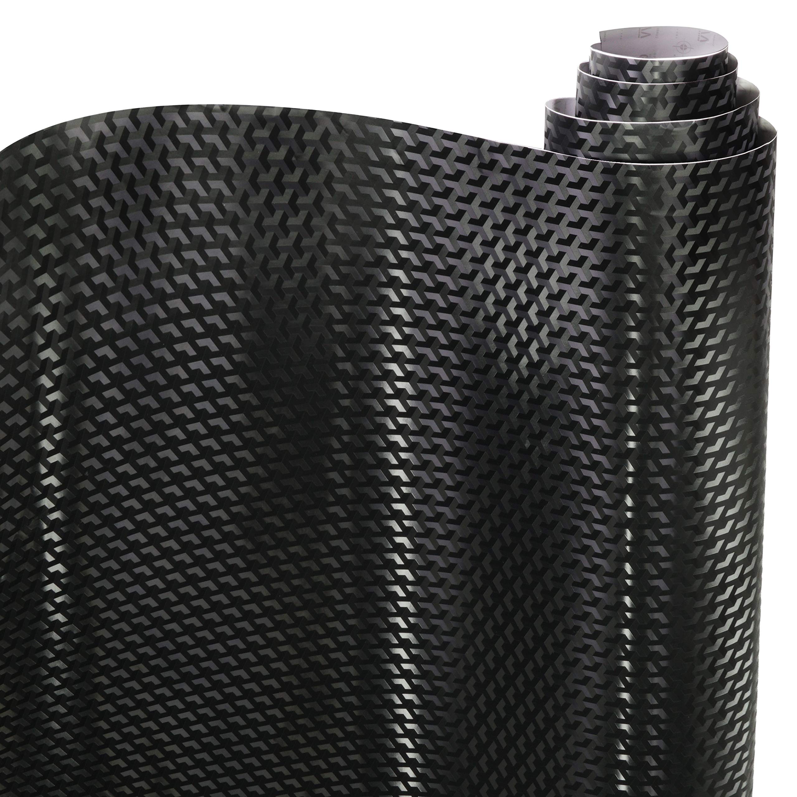 Vvivid Designer Black Carbon Fiber Vinyl Wrap (Triangle Carbon, 1Ft X 5Ft)