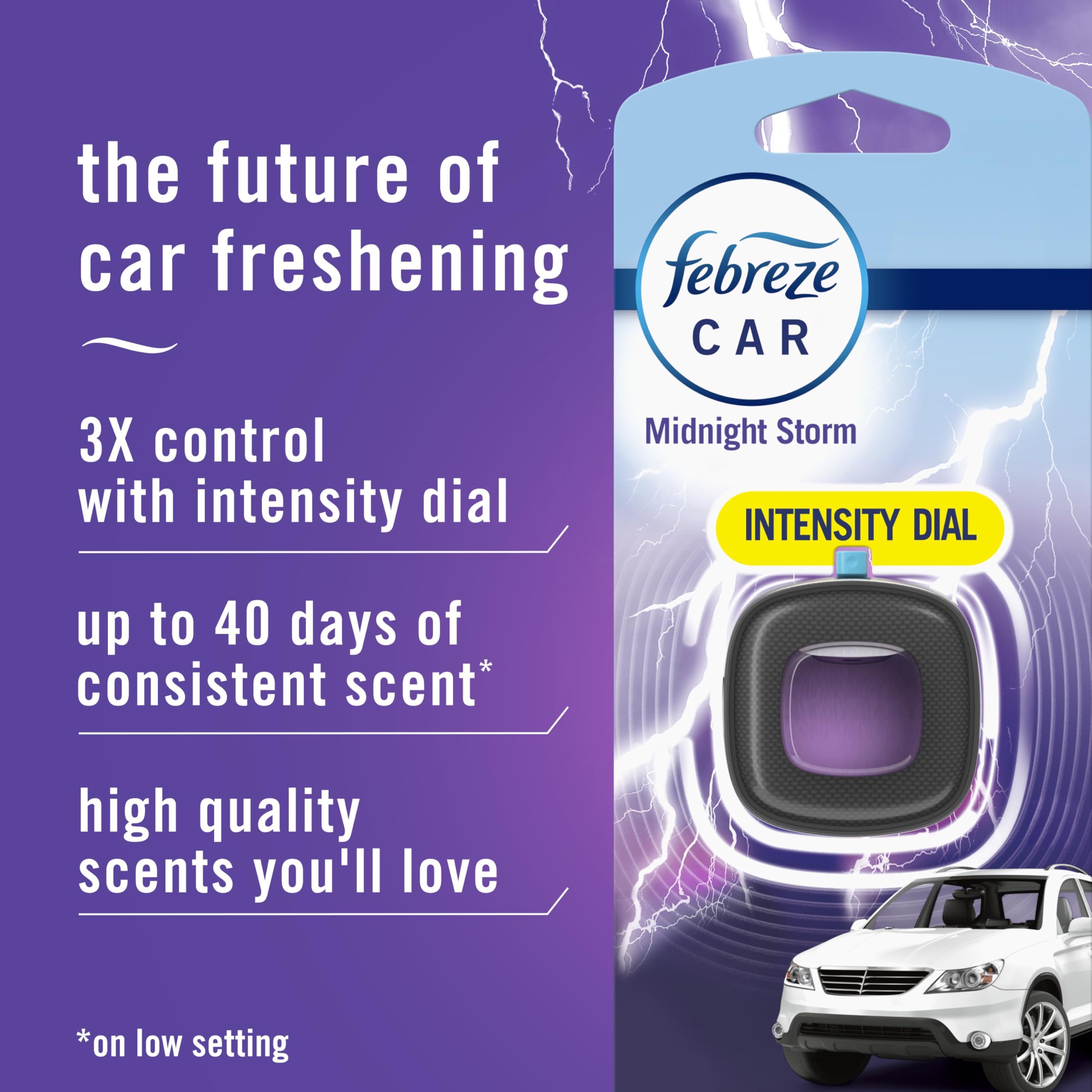 Febreze Car Air Freshener Vent Clip, Midnight Storm, 1 Count, .06 Oz
