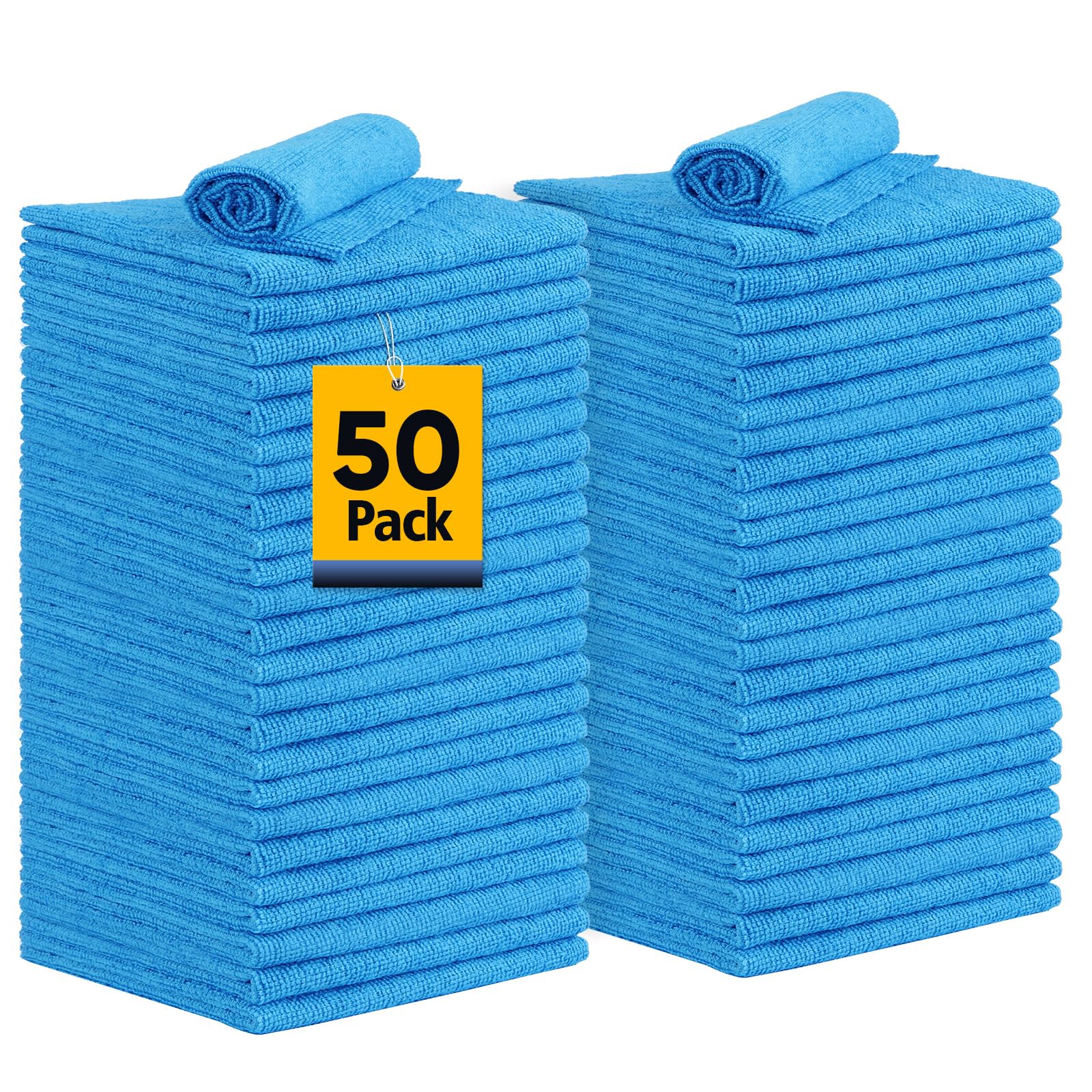 Unimade Shop Towels Rags, 50 Pack Reusable Shop Rags Bulk Microfiber Cleaning Cloth Lint Free Cleaning Towels For Car Kitchen Au