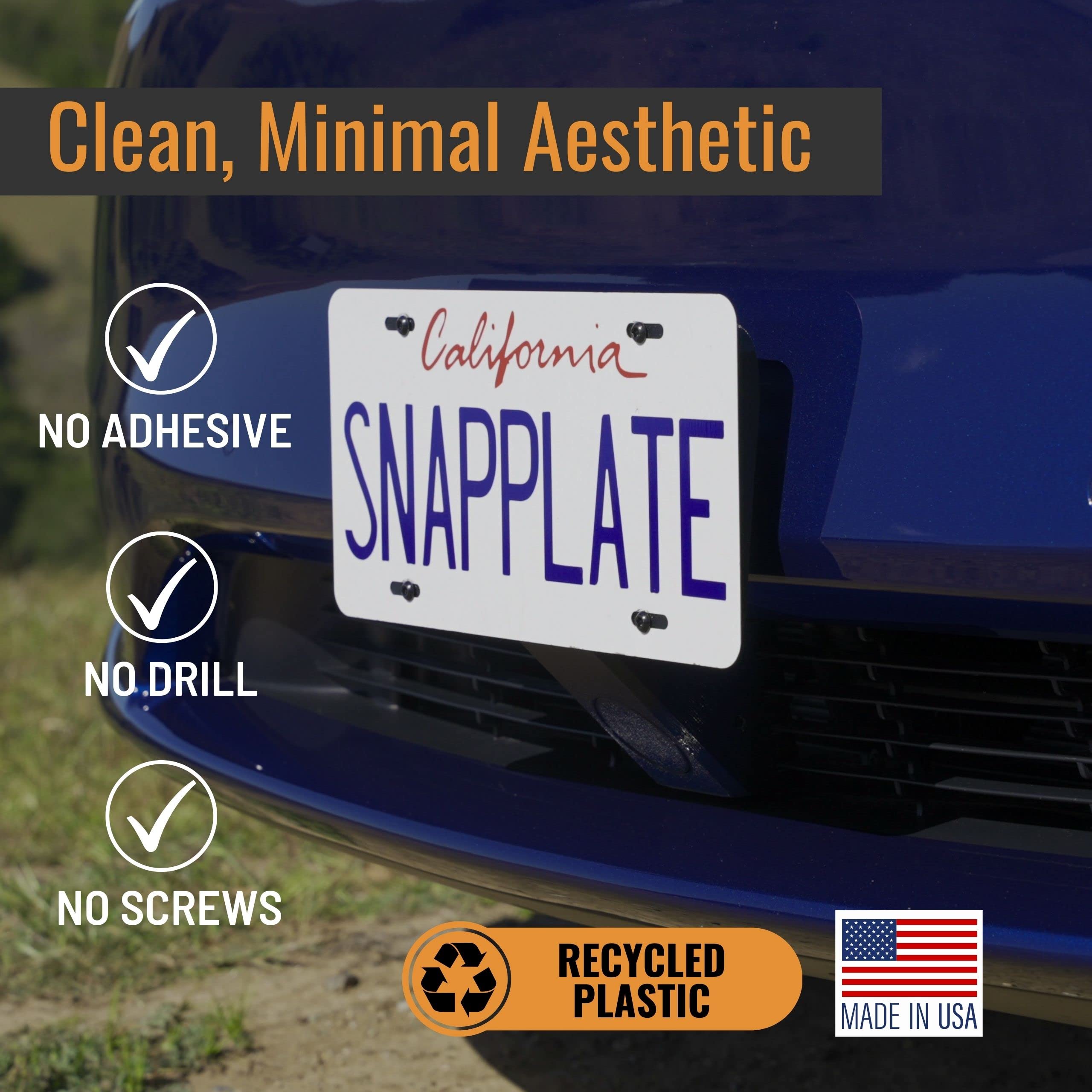 Snapplate Front License Plate Holder For Tesla Model Y - Safety-Optimized Breakaway Design, Anti-Theft, Removable, Height-Adjust