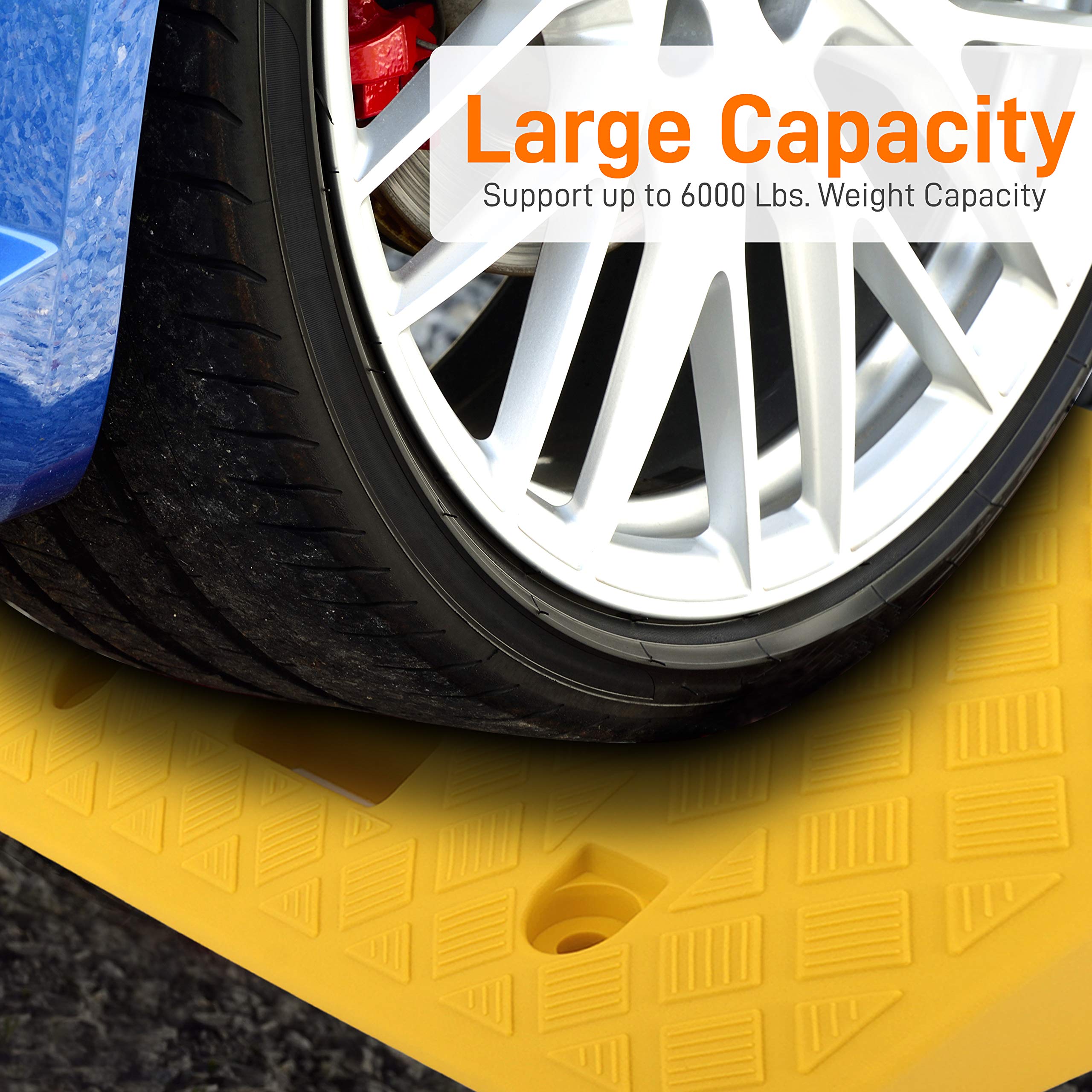 Pyle Portable Lightweight Plastic Curb Ramps - 2PC Heavy Duty Plastic Threshold Ramp Set for Driveway, Loading Dock, Sidewalk, C