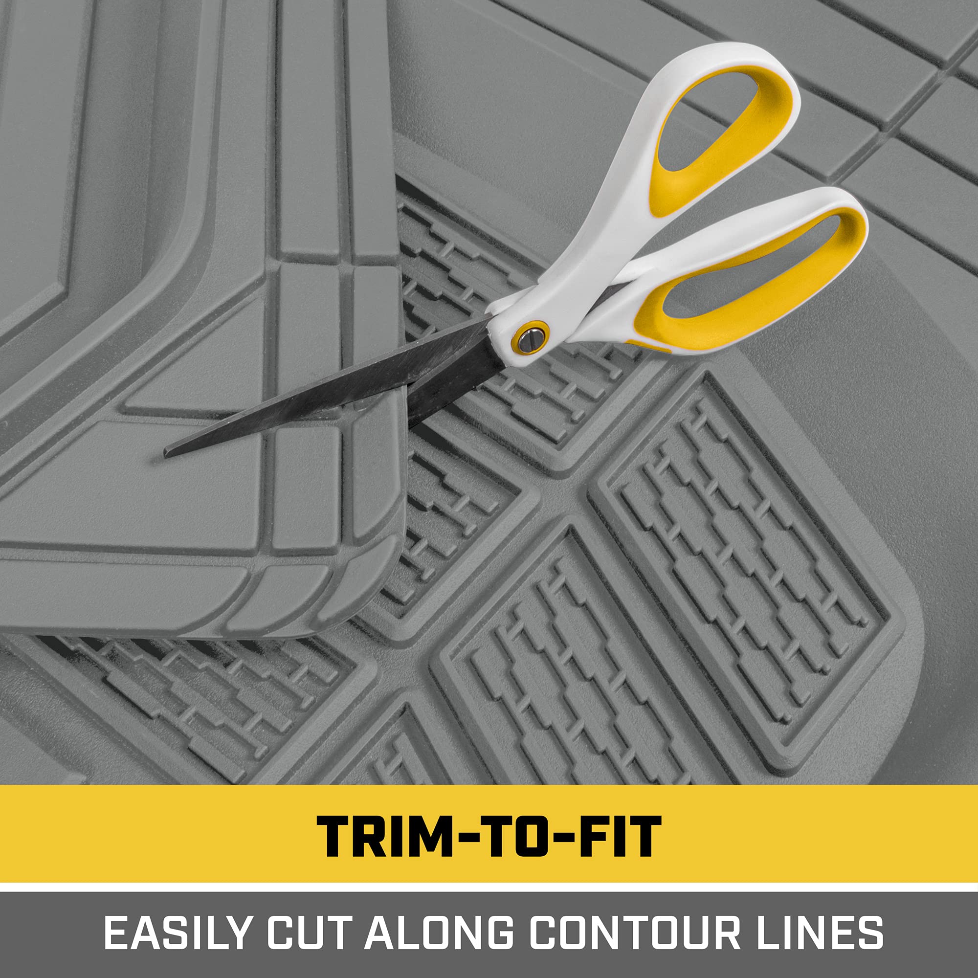 CAT Gray Car Floor Mats Full Set - Universal Heavy Duty Trim to Fit Floor Mats for Trucks - Car Mats & SUV Floor Liners for Car