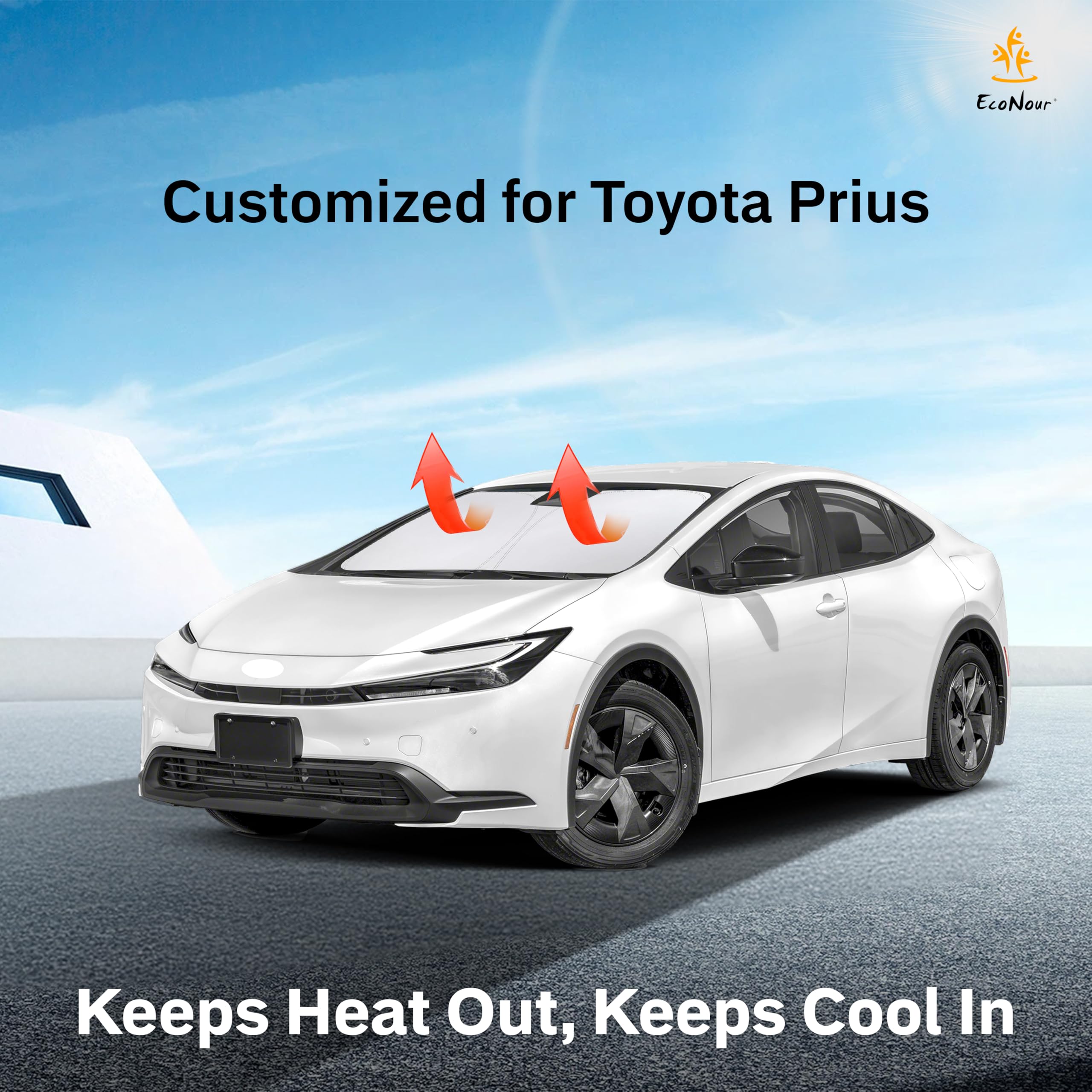 For Toyota Prius 2023-2024 2025 Windshield Sunshade Compatible -Econour 240T Polyester Material Cars Sun Visor Reflector Blocks