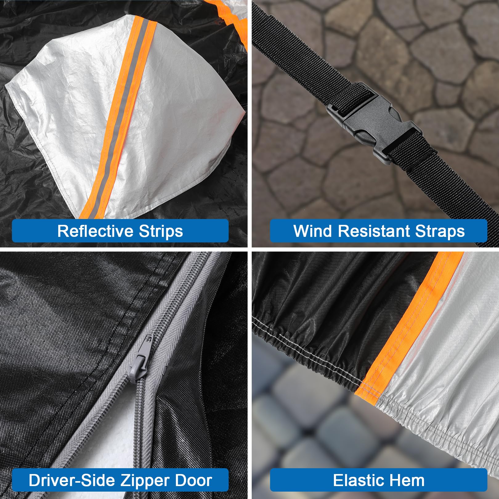 10 Layers Car Cover Waterproof All Weather Rain Snowproof Uv Protection Windproof Outdoor Car Snow Cover With Zipper Cotton, Fit