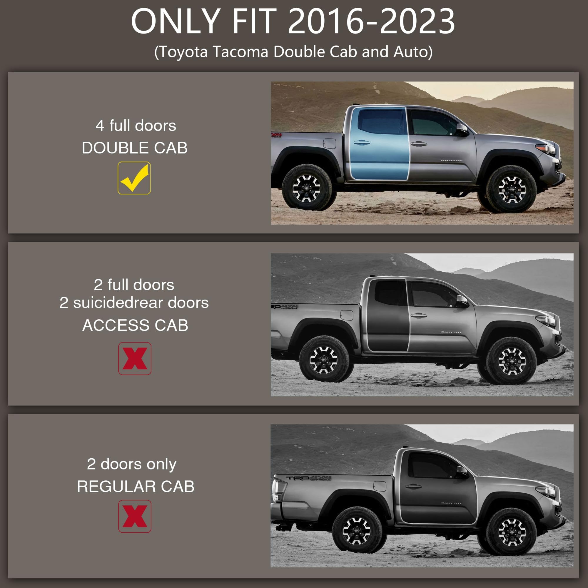 Karpal Floor Mats Fit Toyota Tacoma 2016-2023 (Only For Double Cab And Automatic), Custom Fit All Weather Tpe Floor Liners 1St A