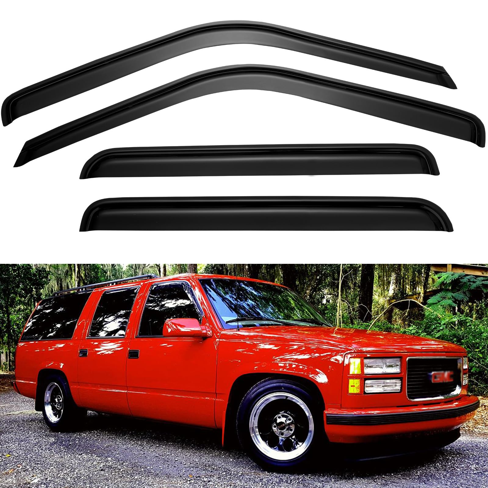 Cxdar Window Rain Guards For 1995-2000 Chevy Tahoe/Gmc Yukon, Window Wind Deflectors Shield Vent Visor For 1992-1999 Chevy/Gmc C/K1500 2500 Suburban, 1992-2000 Chevy/Gmc Sierra C/K3500