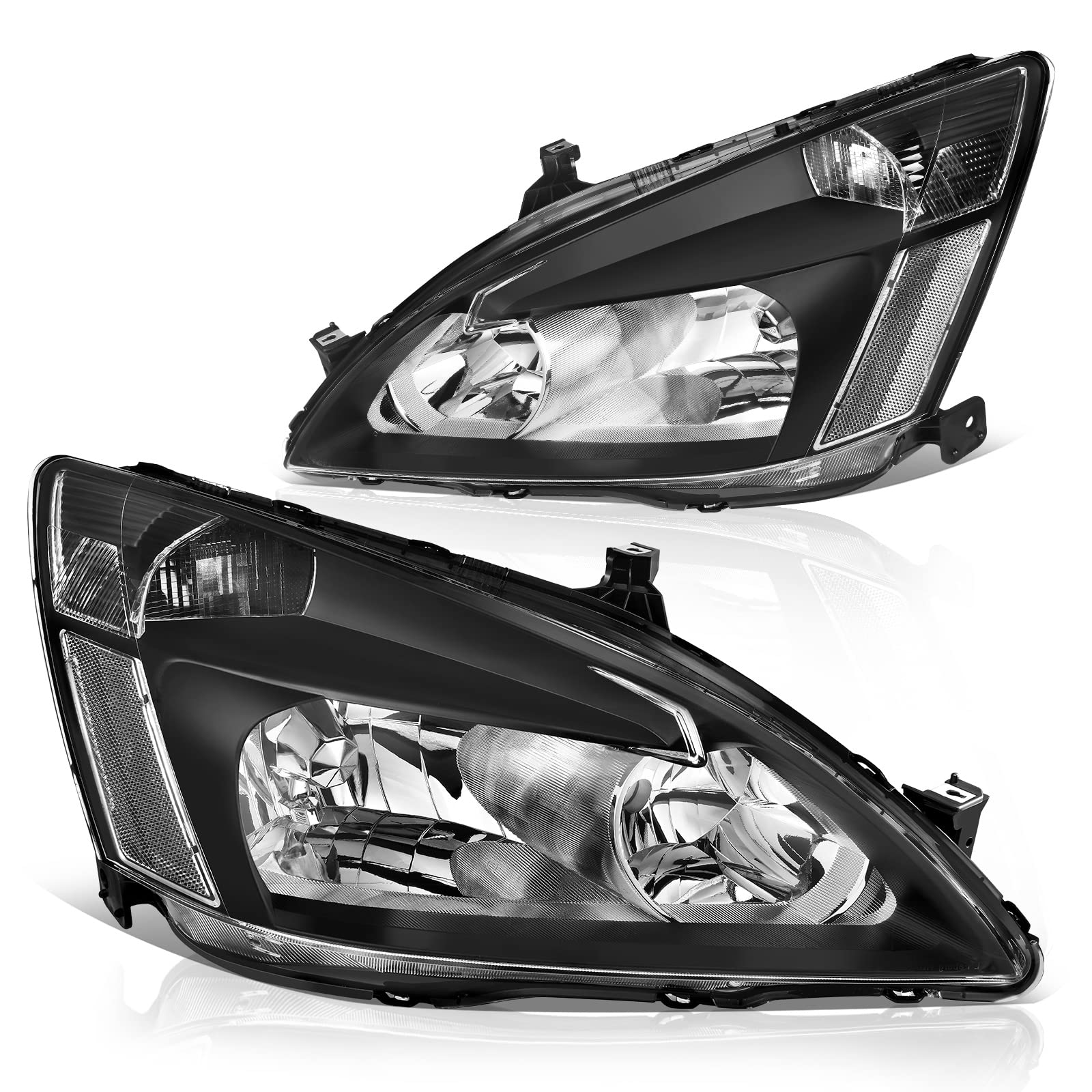 Dwvo Headlight Assembly Compatible With 03 04 05 06 07 Accord Oe Headlamp Replacement Black Housing Clear Reflector Clear Lens