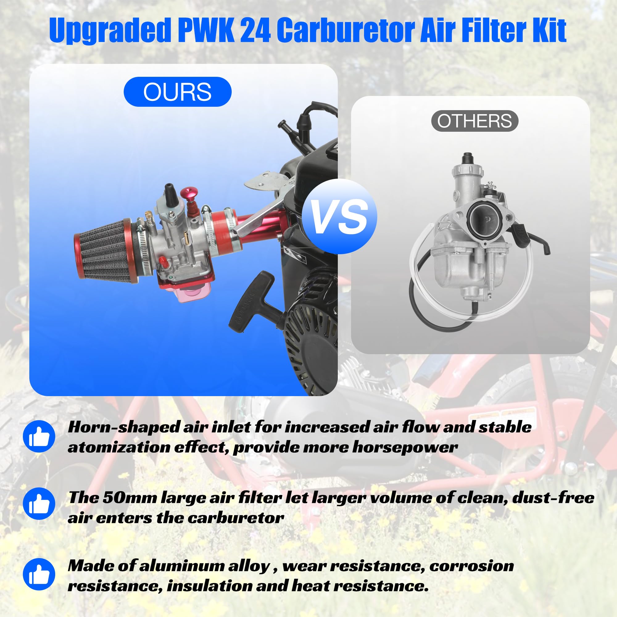 YOXUFA PWK 24mm Racing Carburetor Intake Manifold Air Filter Kit for Predator 212cc 196cc 200cc 6.5hp Engine Coleman CT200U BT20