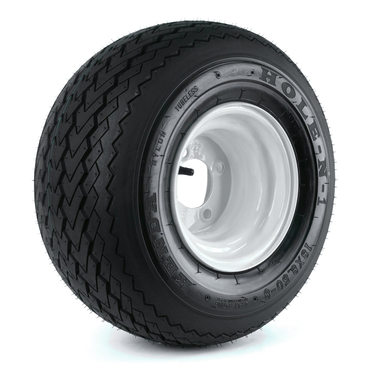 Kenda Hole-N-1 White 8'' x 7'' 4-Hole Wheel and (18/8.50-8) Tire Combination