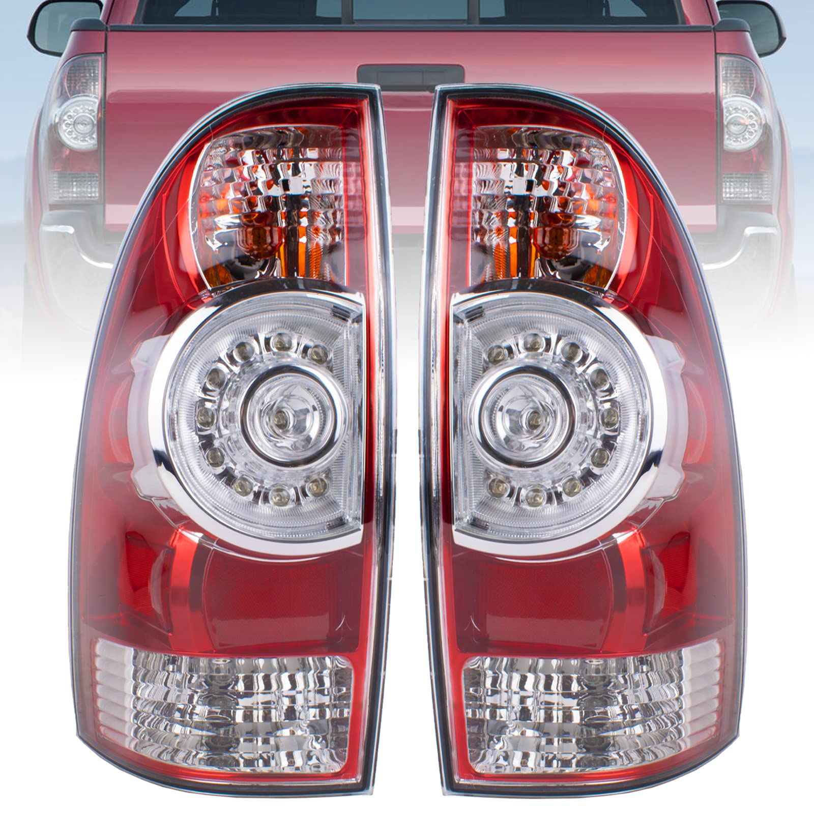 Boine Compatible With 2005-2015 Toyota Tacoma Pickup Driver And Passenger Side Tail Light Led Lens - Bulb And Harness Included 8