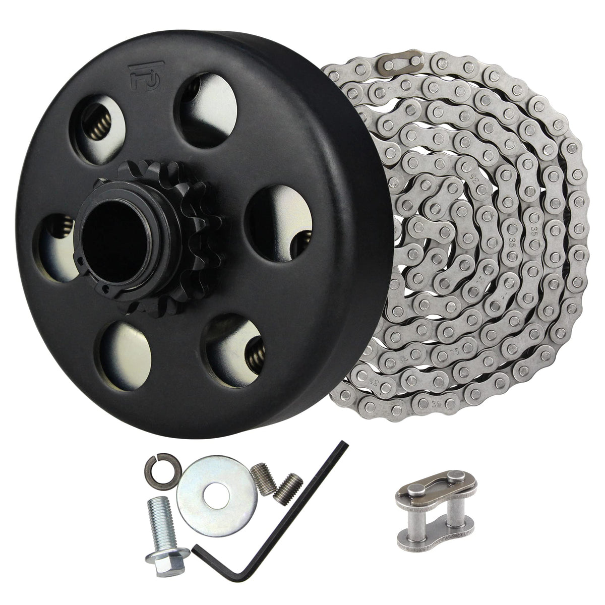 Fdj 3/4' Centrifugal Clutch 12 Tooth With 35 Chain Go Kart Clutch 3/4 Bore And Chain Kit For Mini Bike, Fun Kart, Fits 2-7 Hp Honda Engines