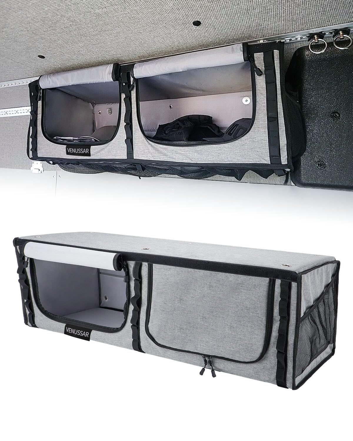 Venussar 36 RV Overhead Soft-Sided Storage Cabinet, RV Organizer Storage Compatible with Mercedes-Benz Sprinter, Compatible with