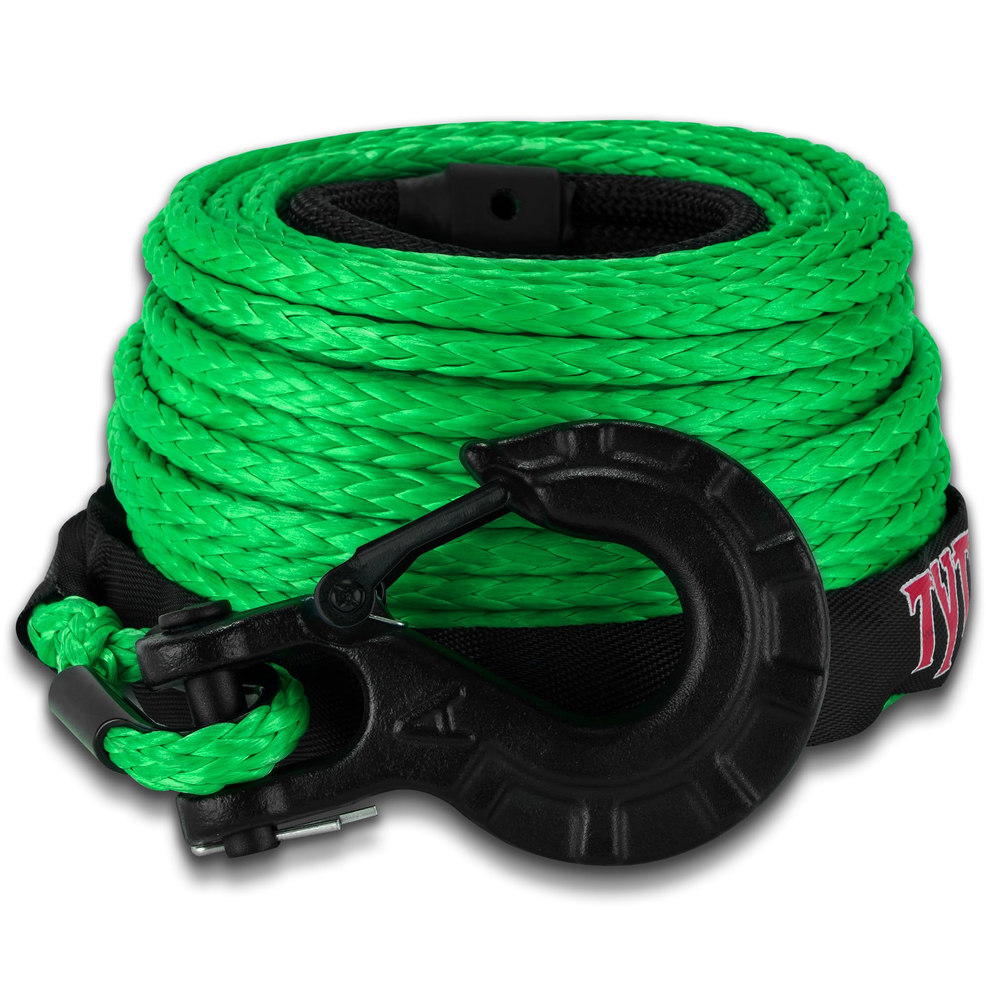 TYT Synthetic Winch Rope 3/8 X 92 with Hook, 27000LBS Synthentic Winch Cable Kit with Protective Sleeve for 4WD Off Road Vehicl