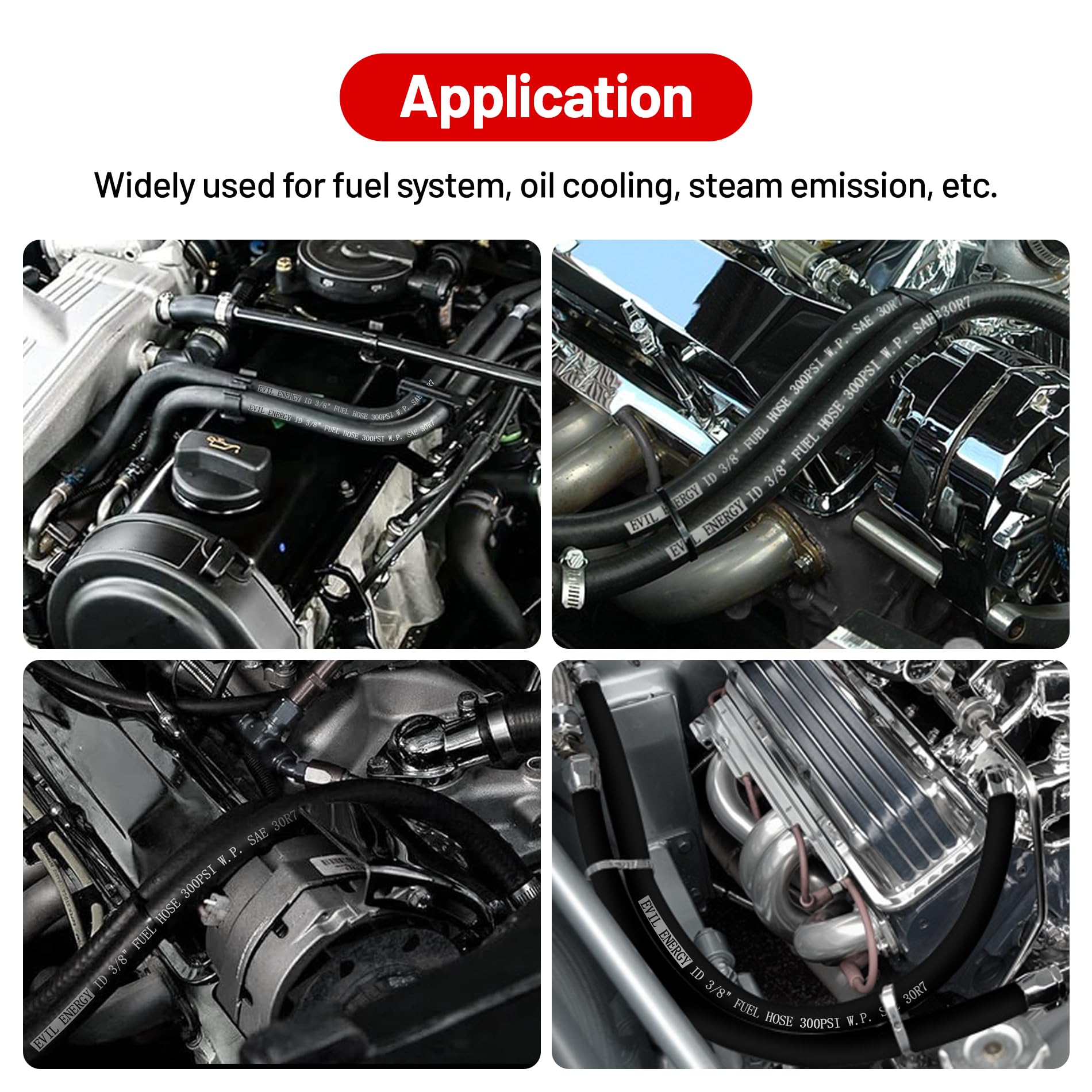 Evil Energy 3/4 Fuel Hose Line Push Lock Nbr Rubber Sae 30R7 5Ft 200Psi