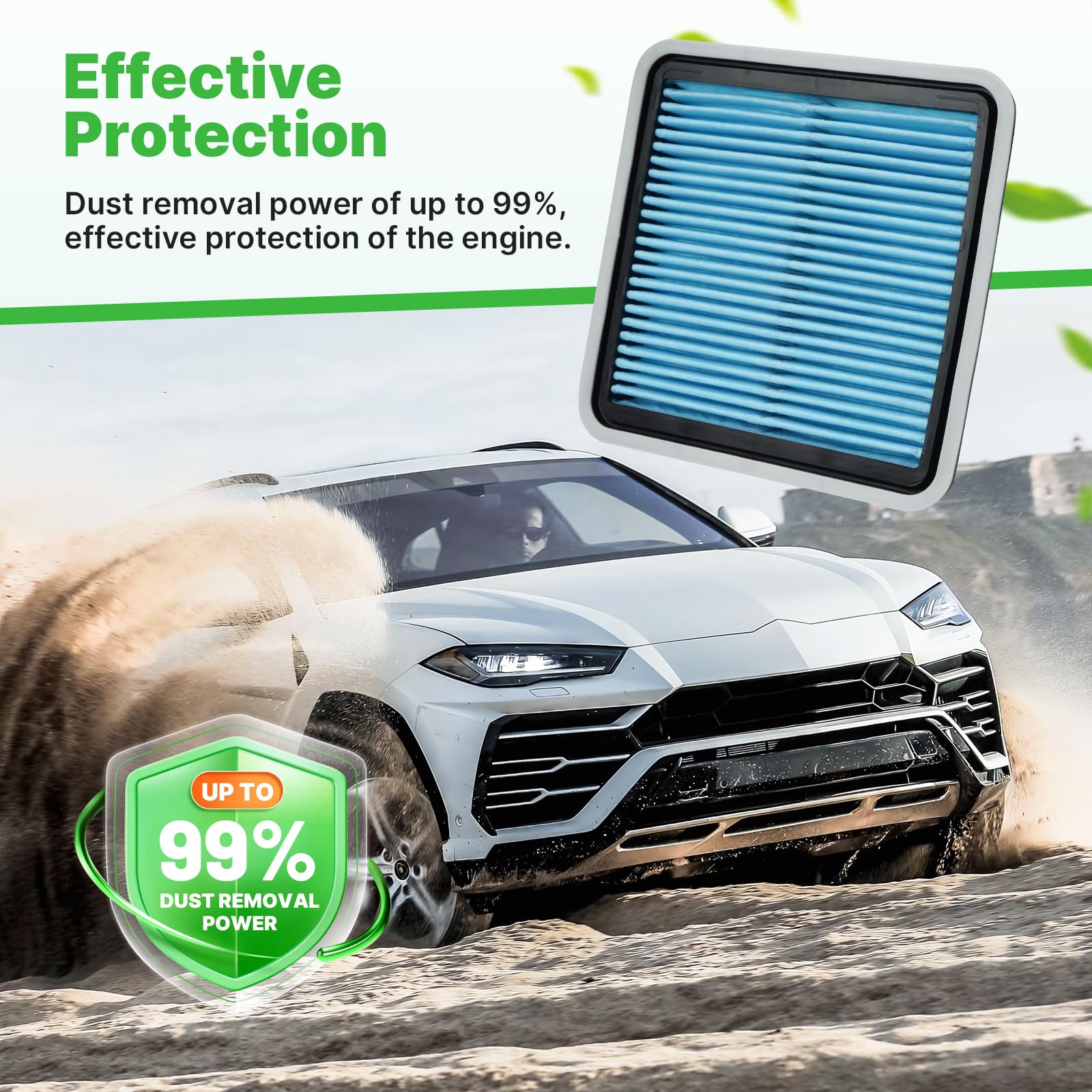 RVgolf 2PCS Engine Air Filter Fit for Subaru Impreza 2008-2016, Legacy 2005-2019, Outback 2005-2019, WRX 2013-2021, Forester 200