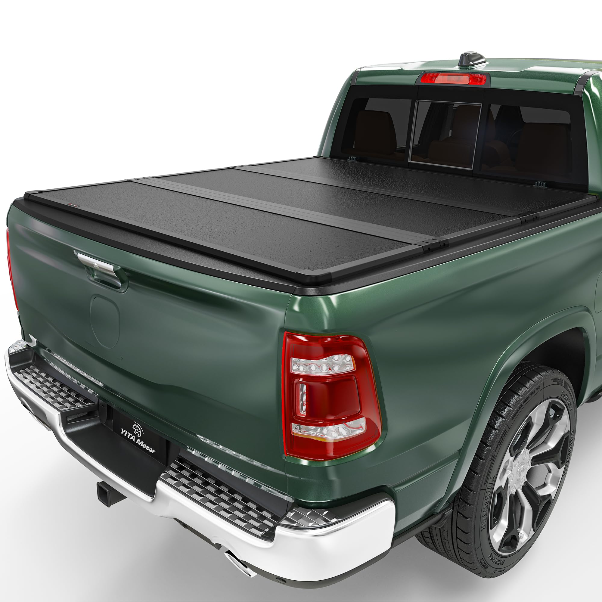 Yitamotor Frp Hard Tri-Fold Truck Bed Tonneau Cover Fits For 2009-2025 Dodge Ram 1500 (Classic & New) 5.7 Ft Bed Without Rambox