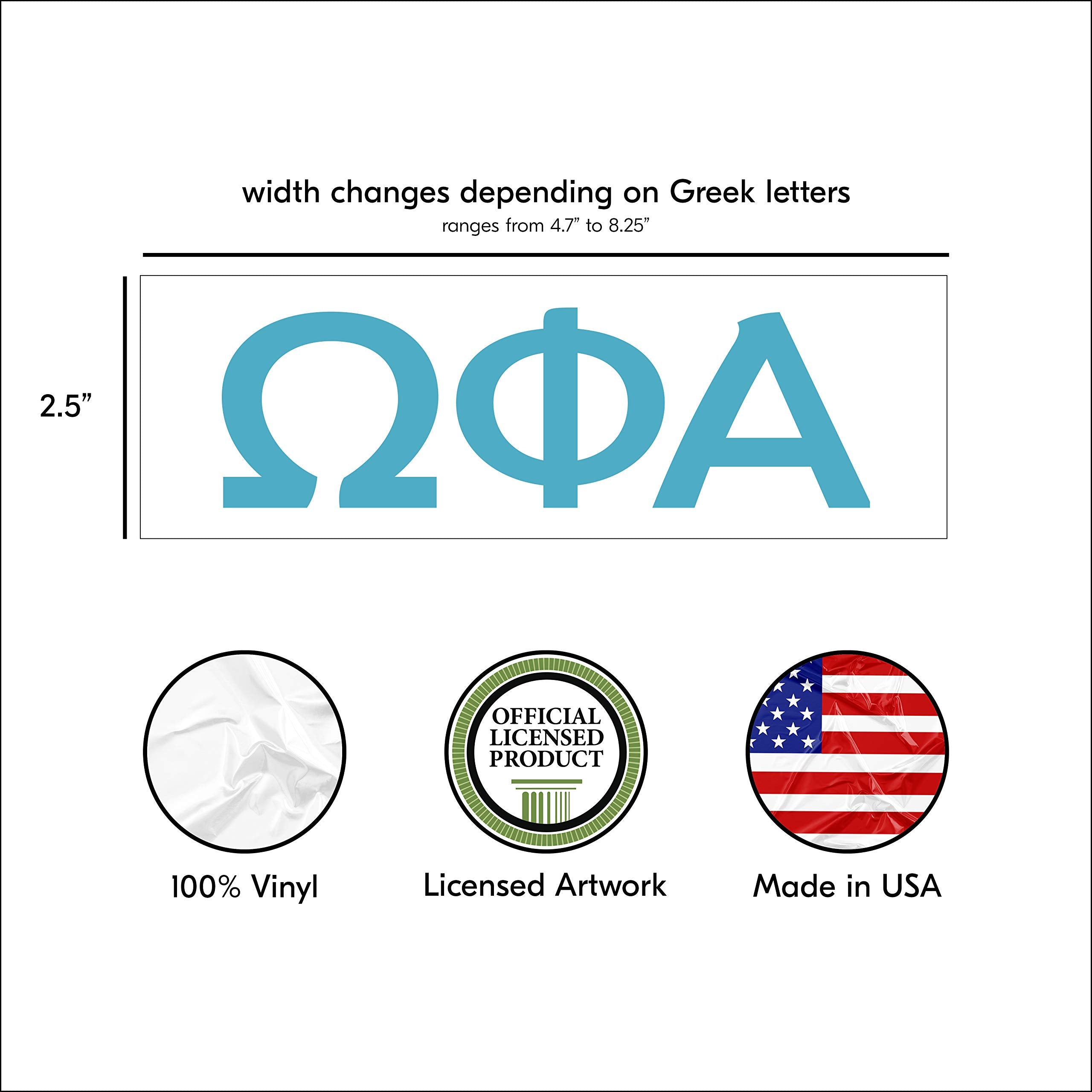 Pro-Graphx Omega Phi Alpha Greek Sorority Sticker Decal, 2.5 Inches Tall, Sky Blue