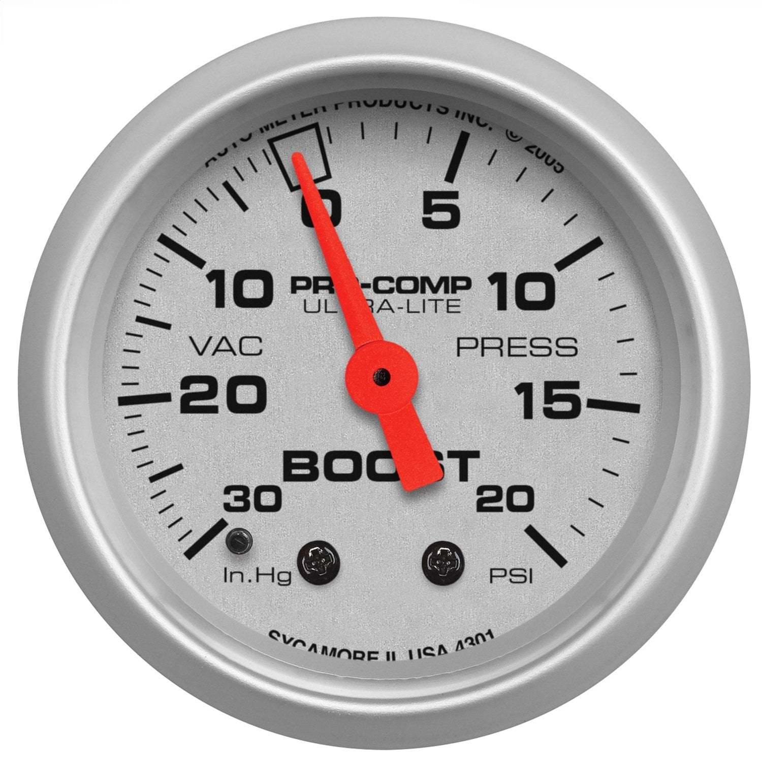 Auto Meter 4301 Ultra-Lite Mechanical Boost/Vacuum Gauge 2.3125 in.