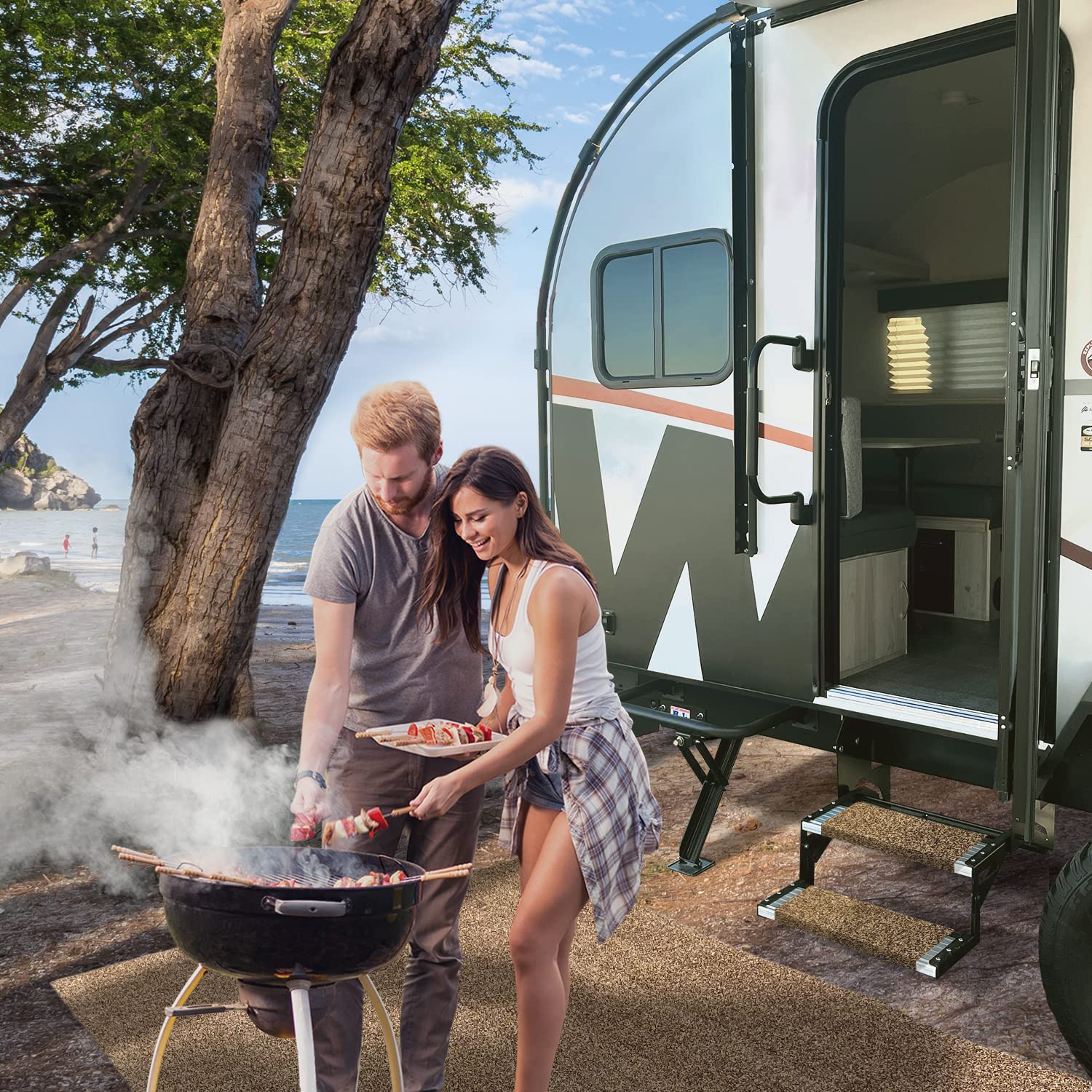 Prest-O-Fit 2-0041 Wraparound Step Rugs, 18'' - Brown