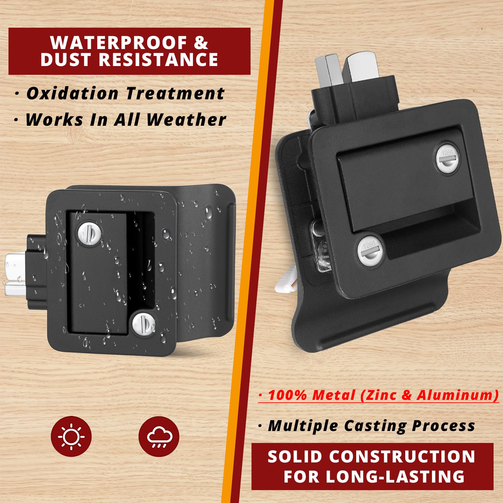 Rv Entry Door Lock, 100% Metal Camper Lock, Travel Trailer Door Latch, Rv Lock Replacement Kit With Paddle Deadbolt 4 Keys, For