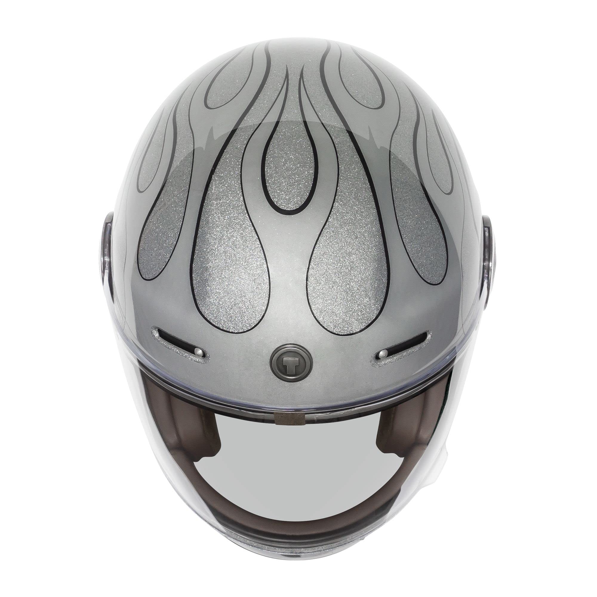 Torc T1 Unisex-Adult Retro Full Face Motorcycle Helmets, Silver Mega Flake Blaze, 3X-Large