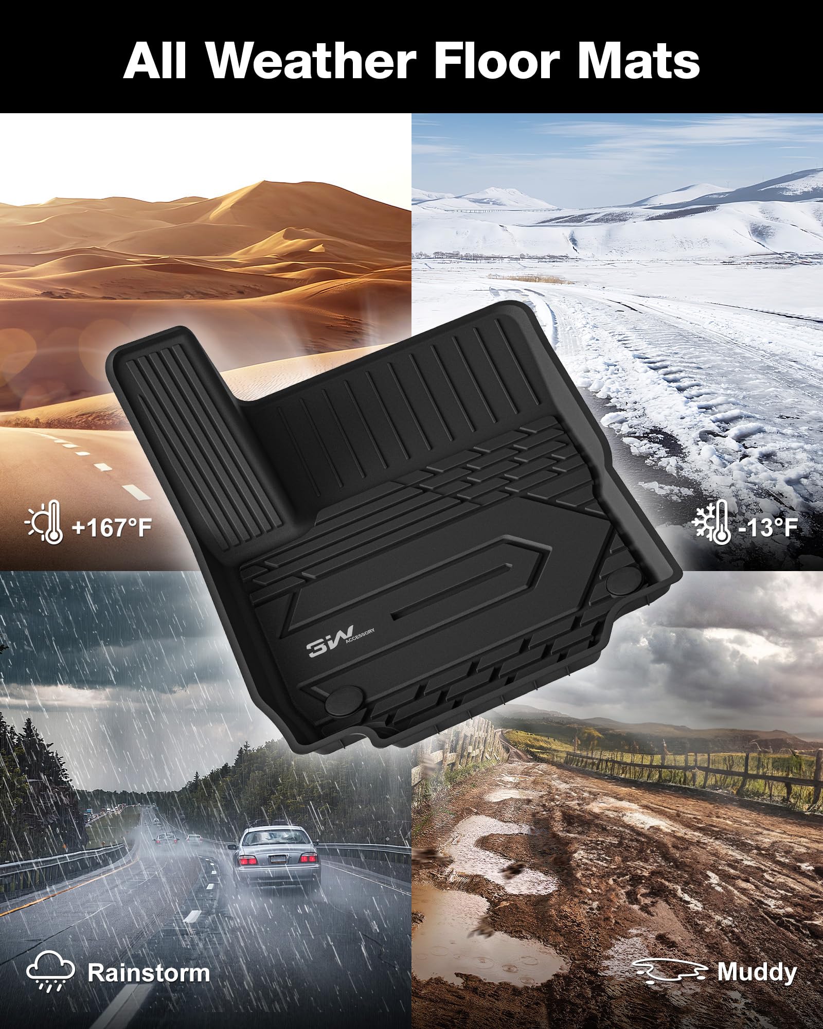 3W 2018-2023 2024 Chevy Equinox Floor Mats/Gmc Terrain Floor Mats, Tpe All Weather Custom Fit For Chevrolet Equinox/Gmc Terrain