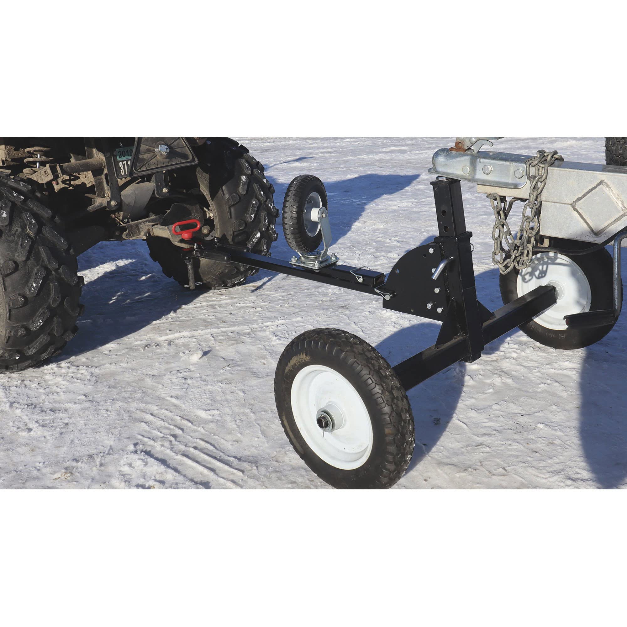 Tow Tuff Tmd-1000Catv Adjustable Steel 1000 Pound Heavy Duty Trailer Dolly With Flat Free Tires, 10 Inch Caster, And 2 Inch Trai