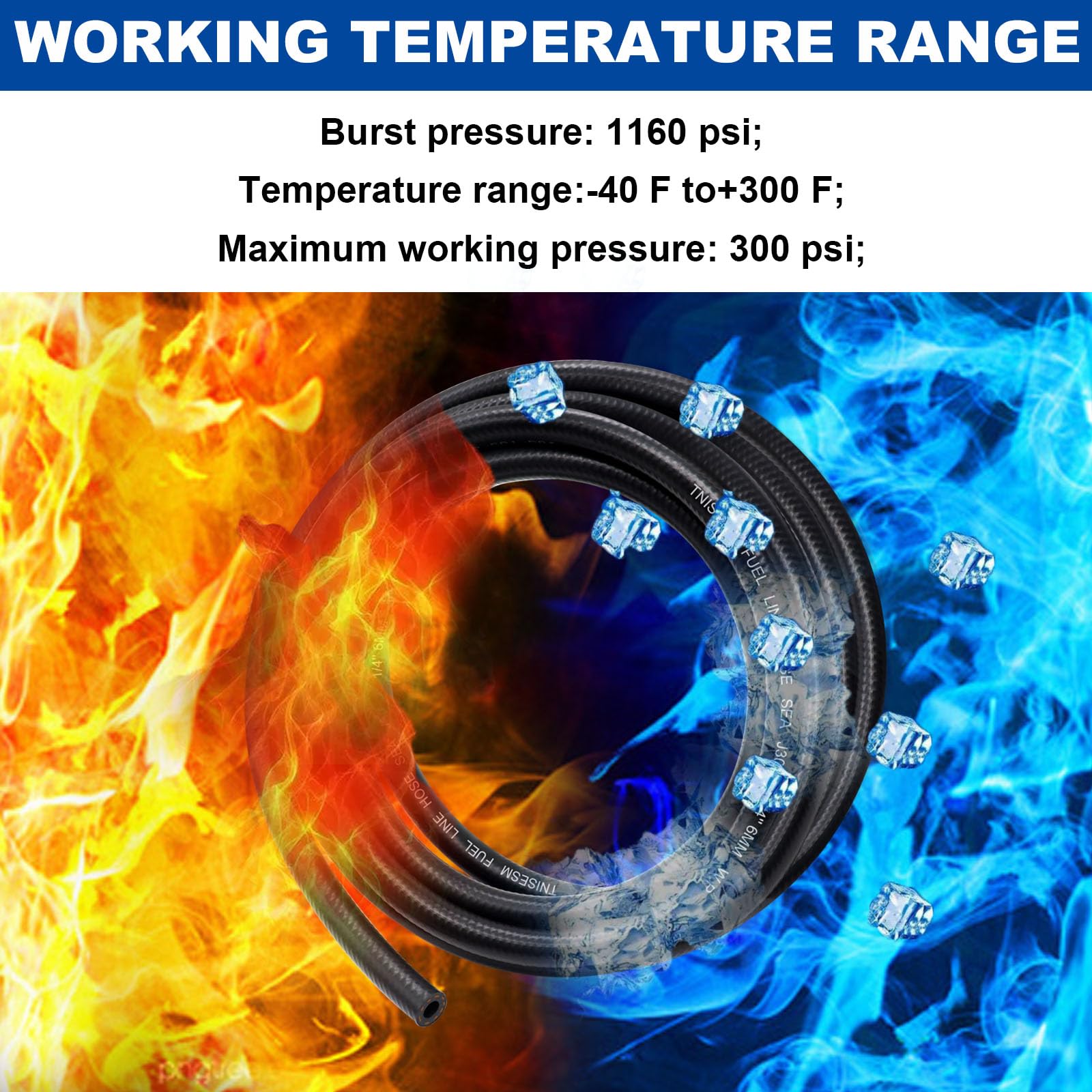 Tnisesm 5 Size Fuel Line Hose - 3/8' 1/2' 5/16' 1/4' 3/16' Id Nbr Rubber 3.3Ft With 20Pcs Clamps For Small Engines Kawasaki Ezgo Golf Cart Snowmobile Motorcycle Atv Tractor