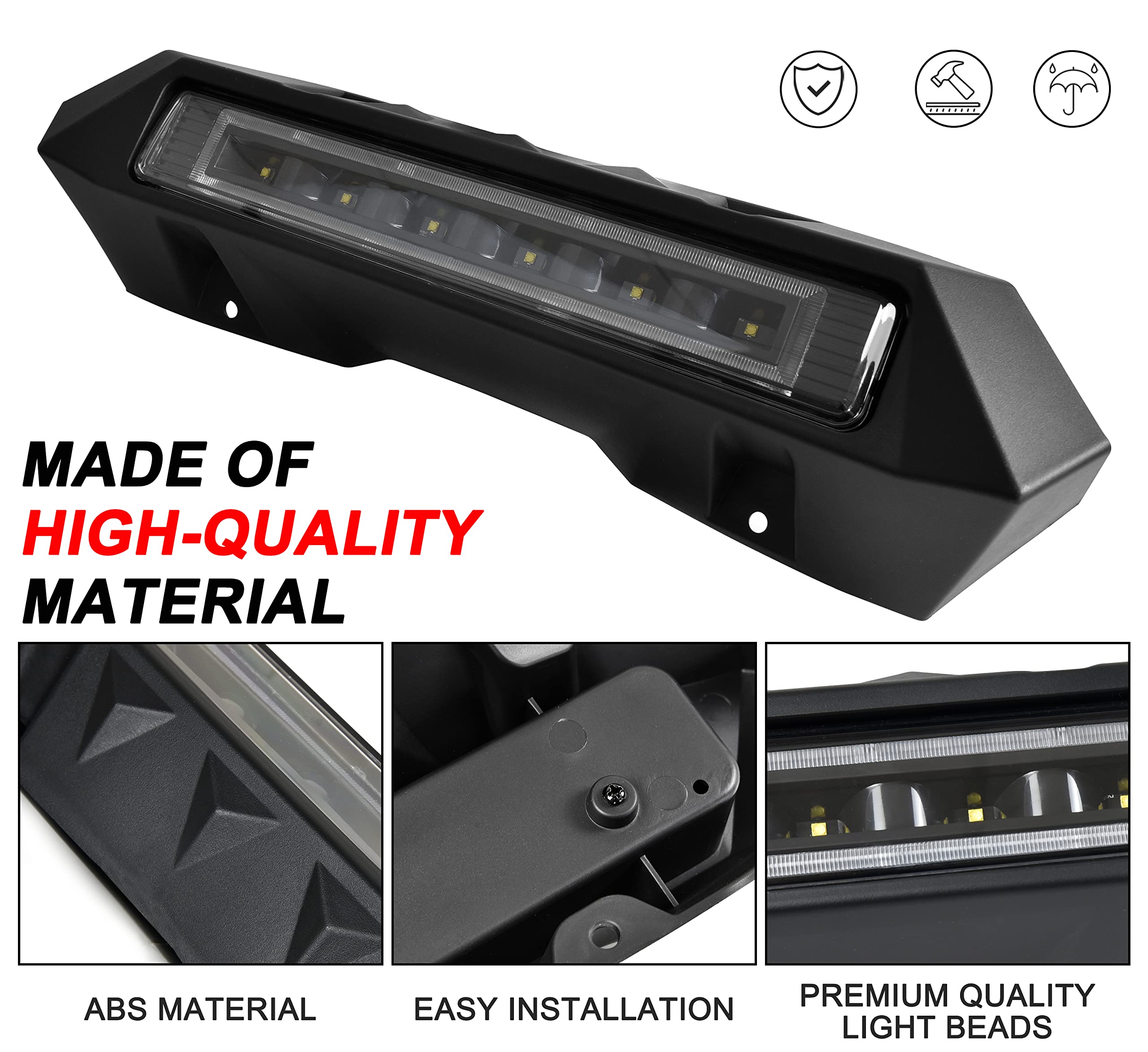 Sautvs Led Rear Center Accent Tail Light Kit For Can-Am Maverick X3, Led Auxiliary Light Rear Lamp Brake Stop Taillight Assembly